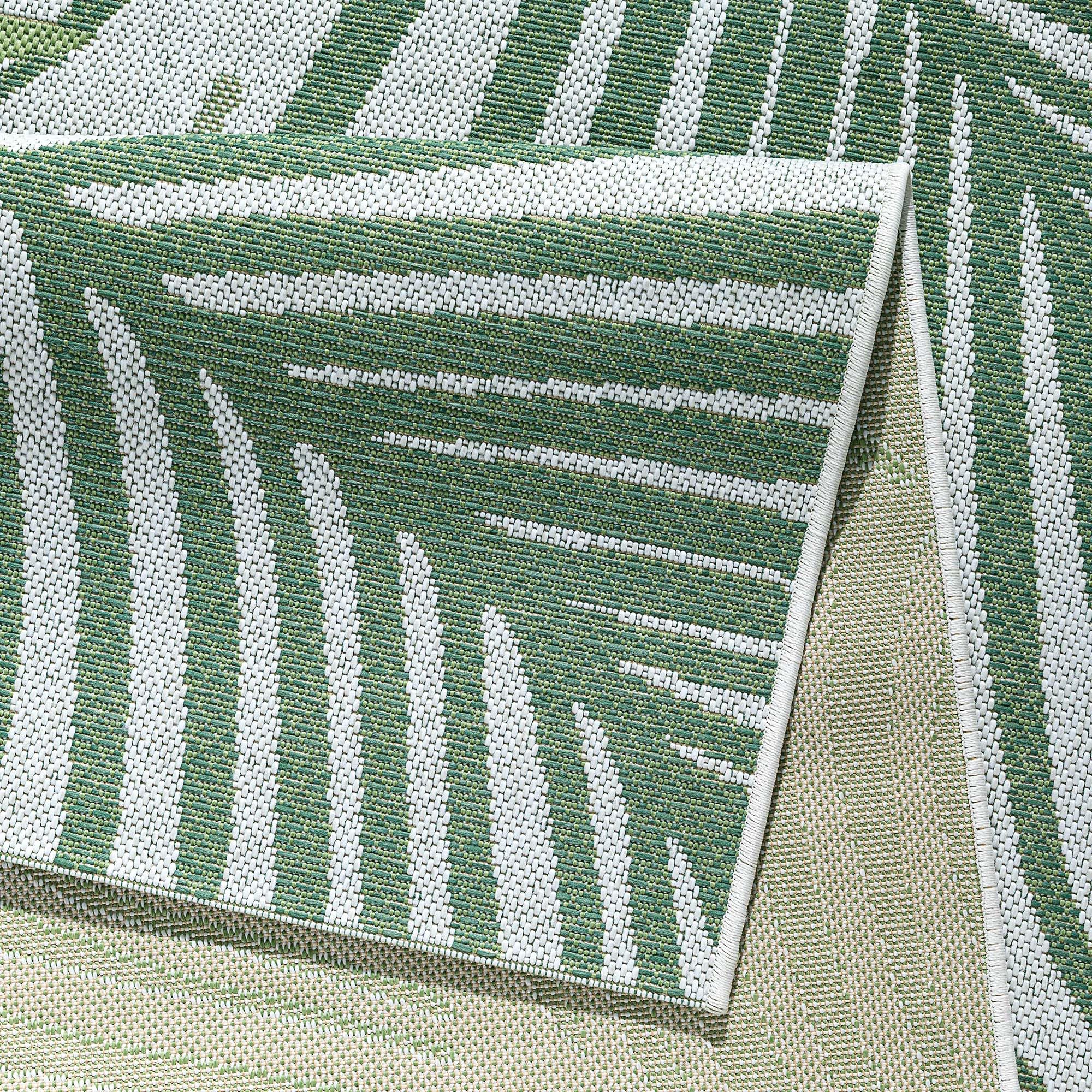 Taracarpet wetterfester In- & Outdoor Teppich für Balkon, Wohnzimmer & Küche, Flachgewebe in Sisaloptik Floral grün 160x220 cm