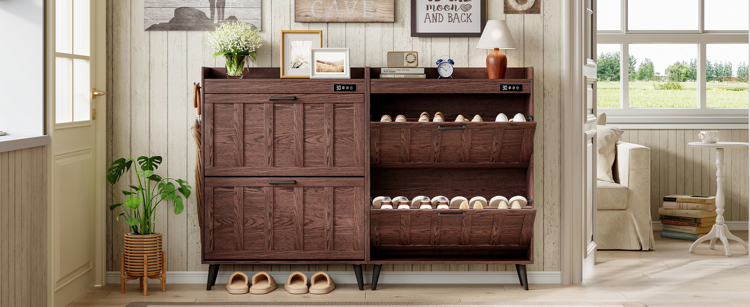 Amazon.com: ChooChoo Shoe Storage Cabinet with 2 Flip Drawers