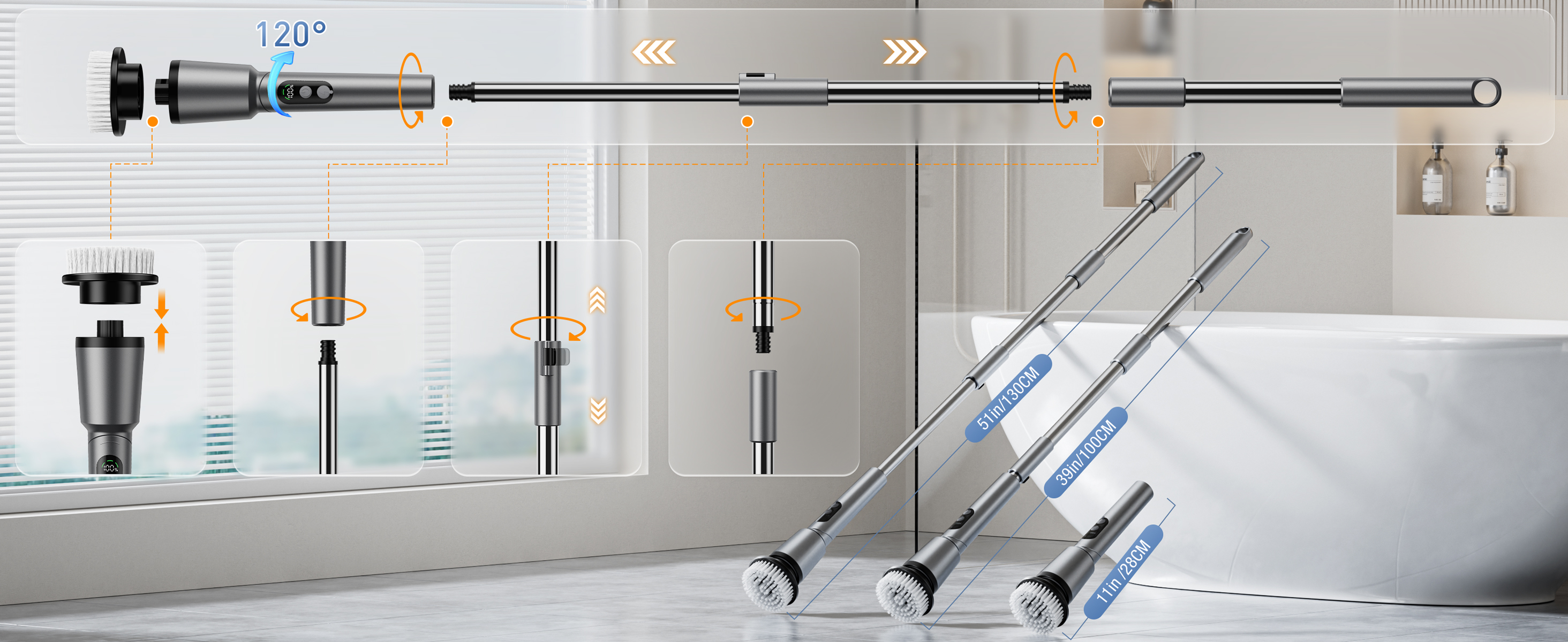 Amazon｜電動ブラシ 掃除用 電動お風呂掃除 ブラシ バスポリッシャー 9