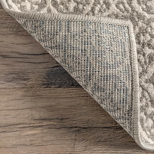 Miniatura 4 de nuLOOM Alfombra de pasillo estilo Jeanette floral de transición, 2 pies 6 pulgadas x 6 pies, color gris