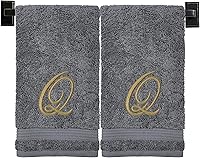 Vista 132 de Toallas de mano beige para baño, monogramadas, toallas turcas de algodón de lujo, bordadas en Estados Unidos, juego de 2, elige el color y la letra