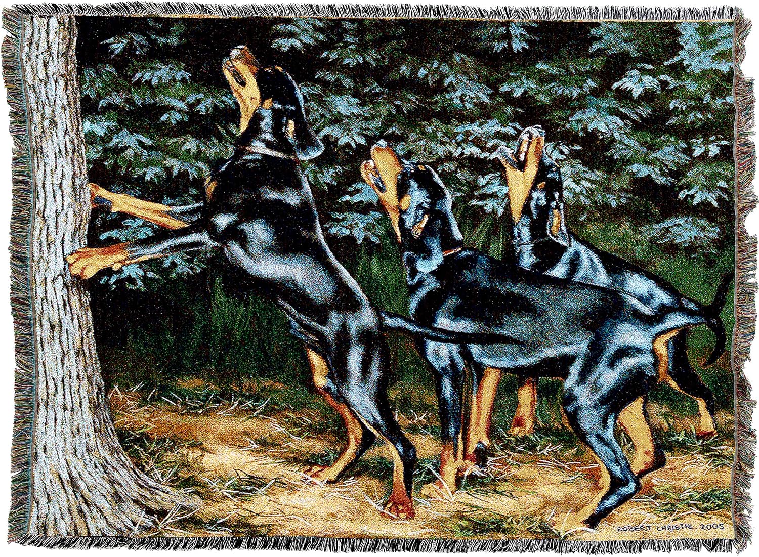 Pure Country Weavers Night Song Doberman Dog Woven Blanket by Bob Christie - Gift Cotton Tapestry Throw - Made in The USA - 72" x 54"