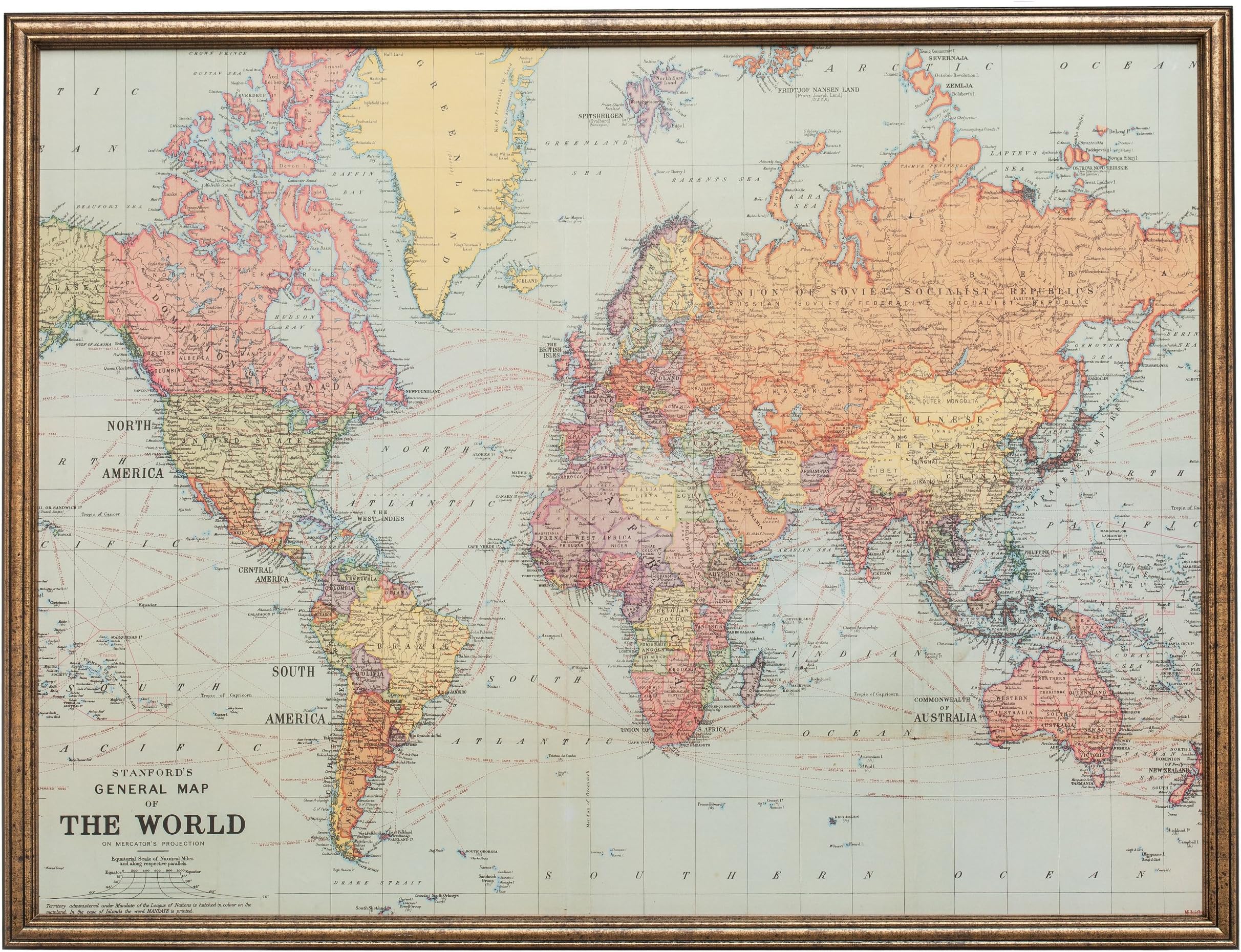 Wall Decor - LARGE Magnet Board - Magnetic Board - Dry Erase Board - Framed Bulletin Board - Classic World Map Design - includes magnets