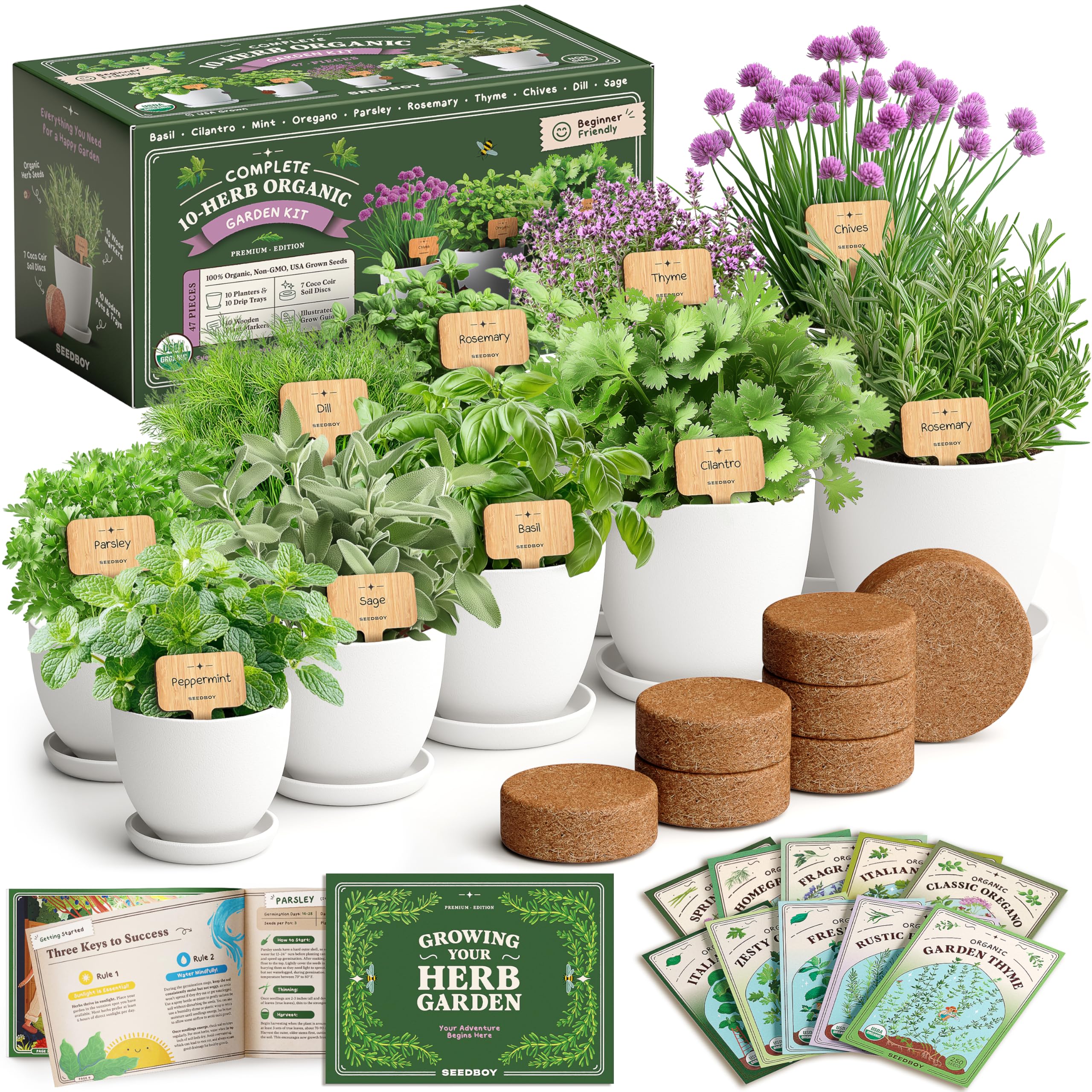 Amazon.com : Seedboy Organic 10 Herb Garden Starter Kit for