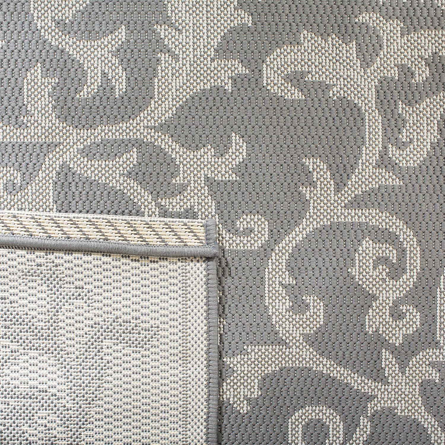 SAFAVIEH Washable Rug Outdoor Courtyard Collection - 6'7" Square, Anthracite & Light Grey, Non-Shedding & Easy Cleaning, Ideal for Patio, Backyard, Mudroom (CY6533-87)