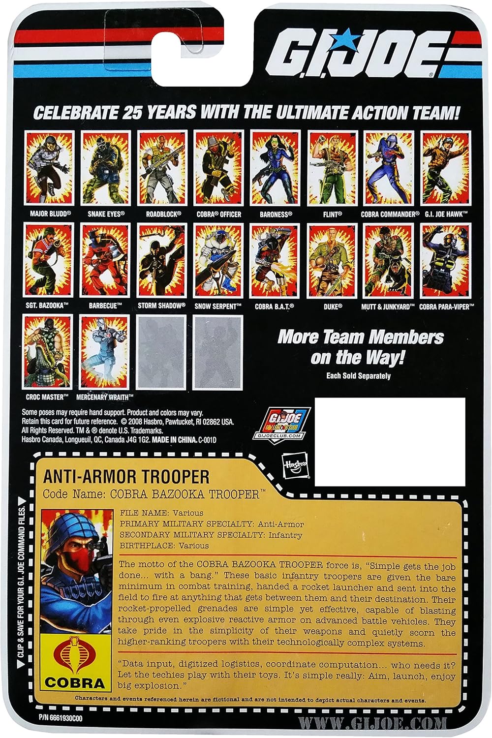 G.I. Joe 25th Anniversary Comic Series Cardback: Cobra Bazooka Trooper (Anti-Armor Trooper) 3.75 Inch Action Figure