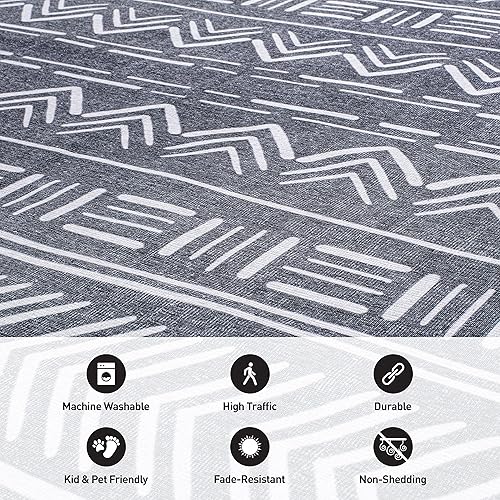 Miniatura 4 de Rugshop Alfombra de pasillo contemporánea geométrica bohemia resistente a las manchas, ecológica, reciclada de primera calidad, lavable a máquina, 2