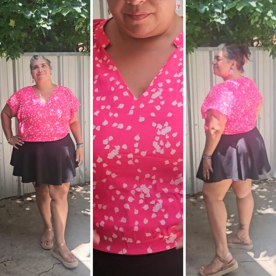My impression of this pretty pink top in a 2X! 