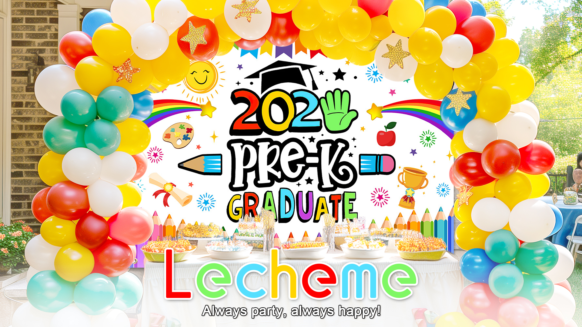 Preschool Graduation Backdrop Banner - 71x43 Inches, Class Of 2025 Congrats Grad Decor For Kindergarten Party - View #5