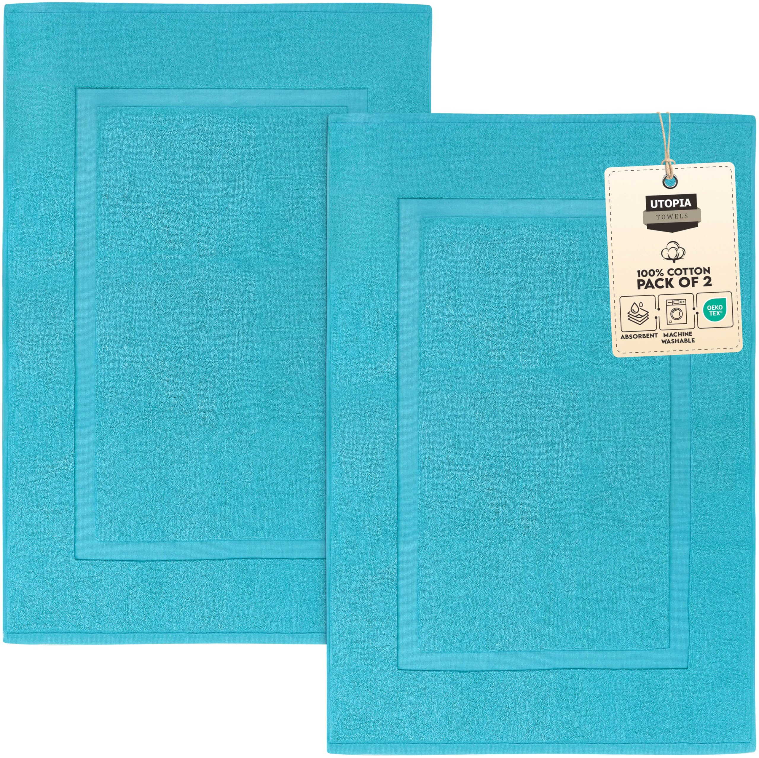 Utopia Towels UT1043 Badematten aus Baumwolle, gebändert, türkis, [kein Badezimmerteppich], 53,3 x 86,4 cm, 100% ringgesponnene Baumwolle, sehr saugfähig und maschinenwaschbar, für Dusche und