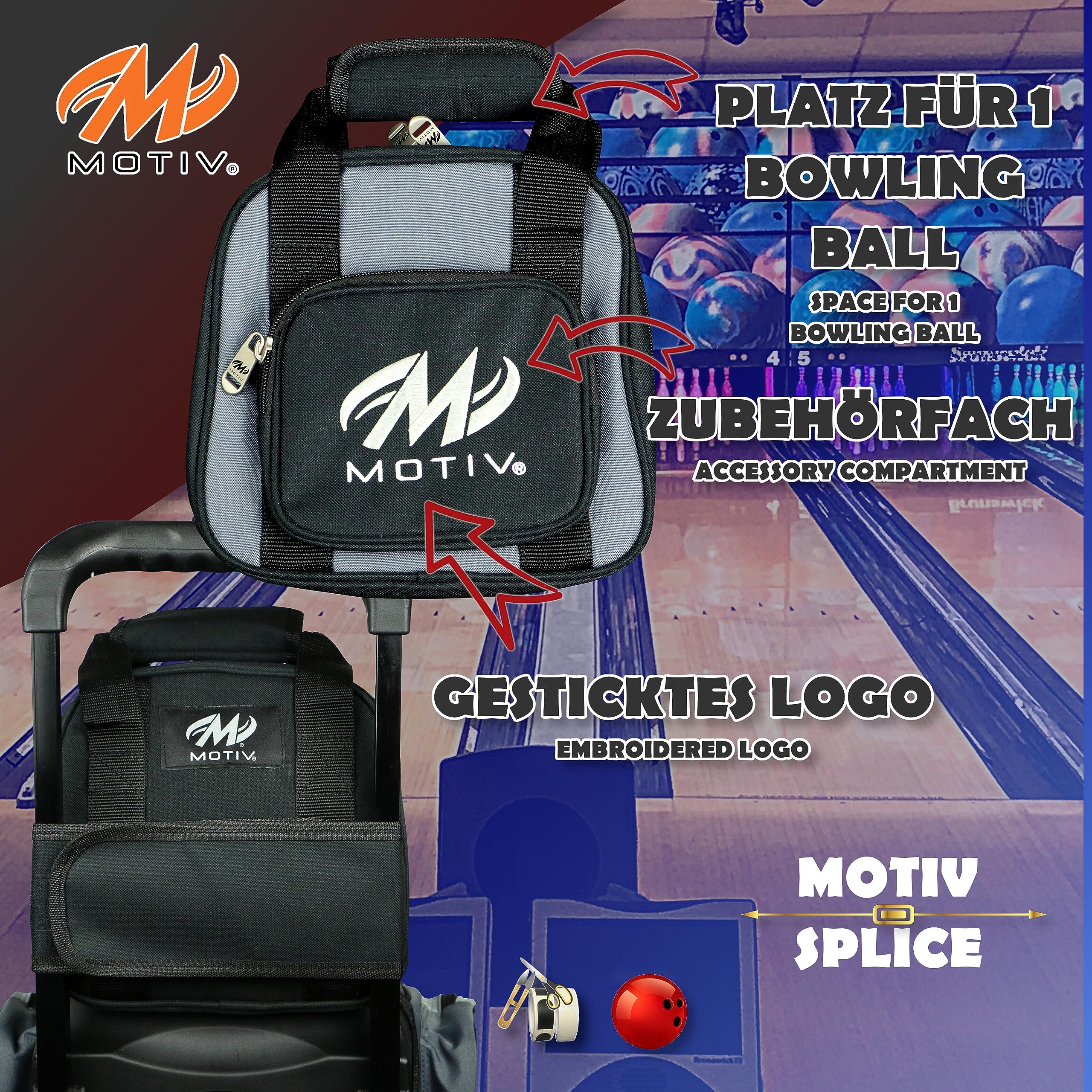 EMAX - 1 sac de bowling - Add-A-Bag - Sac de bowling pour une boule de bowling à poser - Complément pour rouleau de bowling