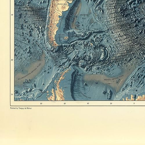 Miniatura 8 de Mapa de los Mundos Pisos Oceánicos y Alivio de la Tierra. 1976. Hardware de Restauración Vintage Estilo Home Deco Old Wall Reproducción mapa Imprimir