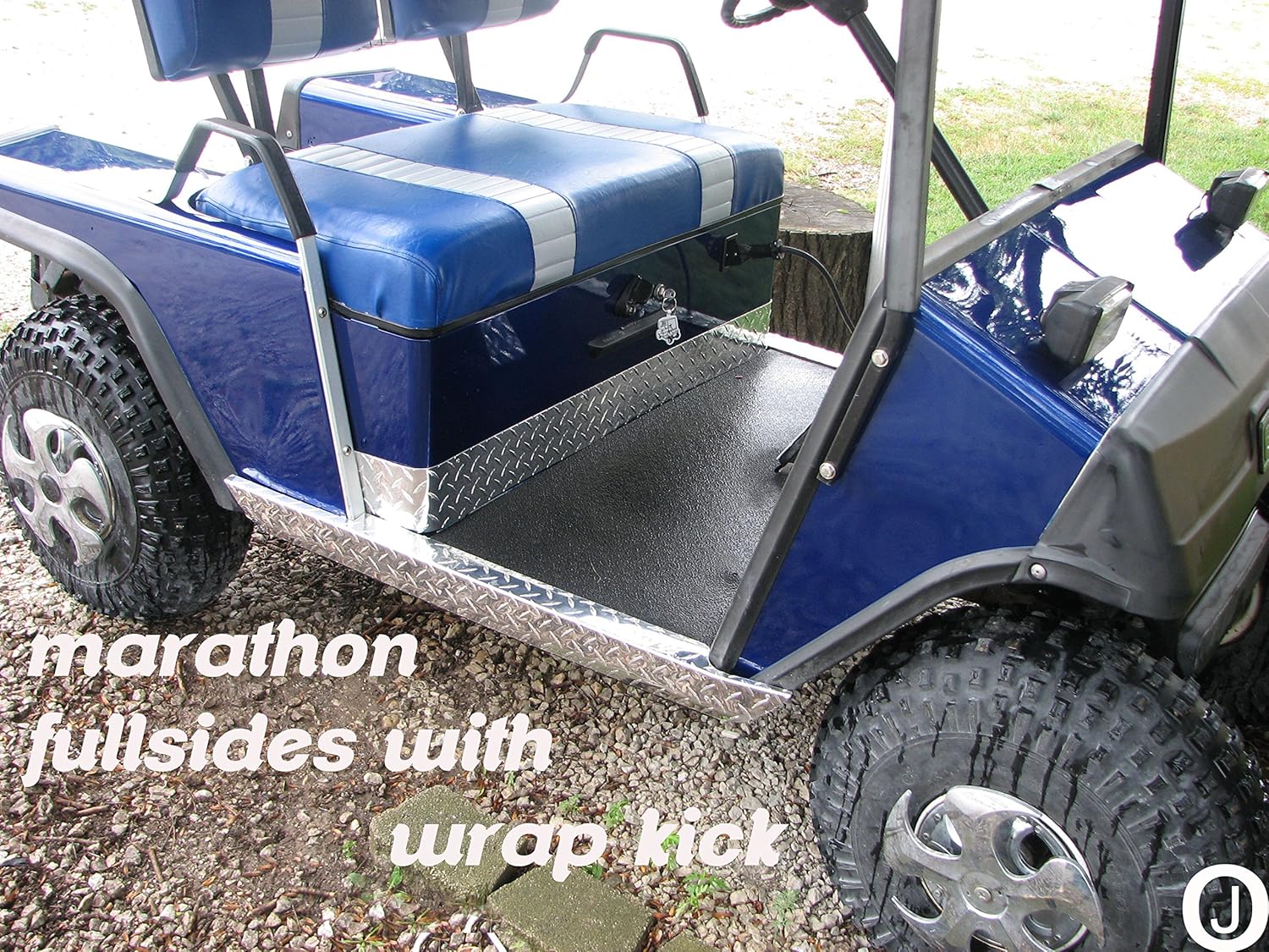 J & O Carts Parts Ezgo Marathon Golf Cart Diamond Plate Side Rockers and Wrap Kick Set