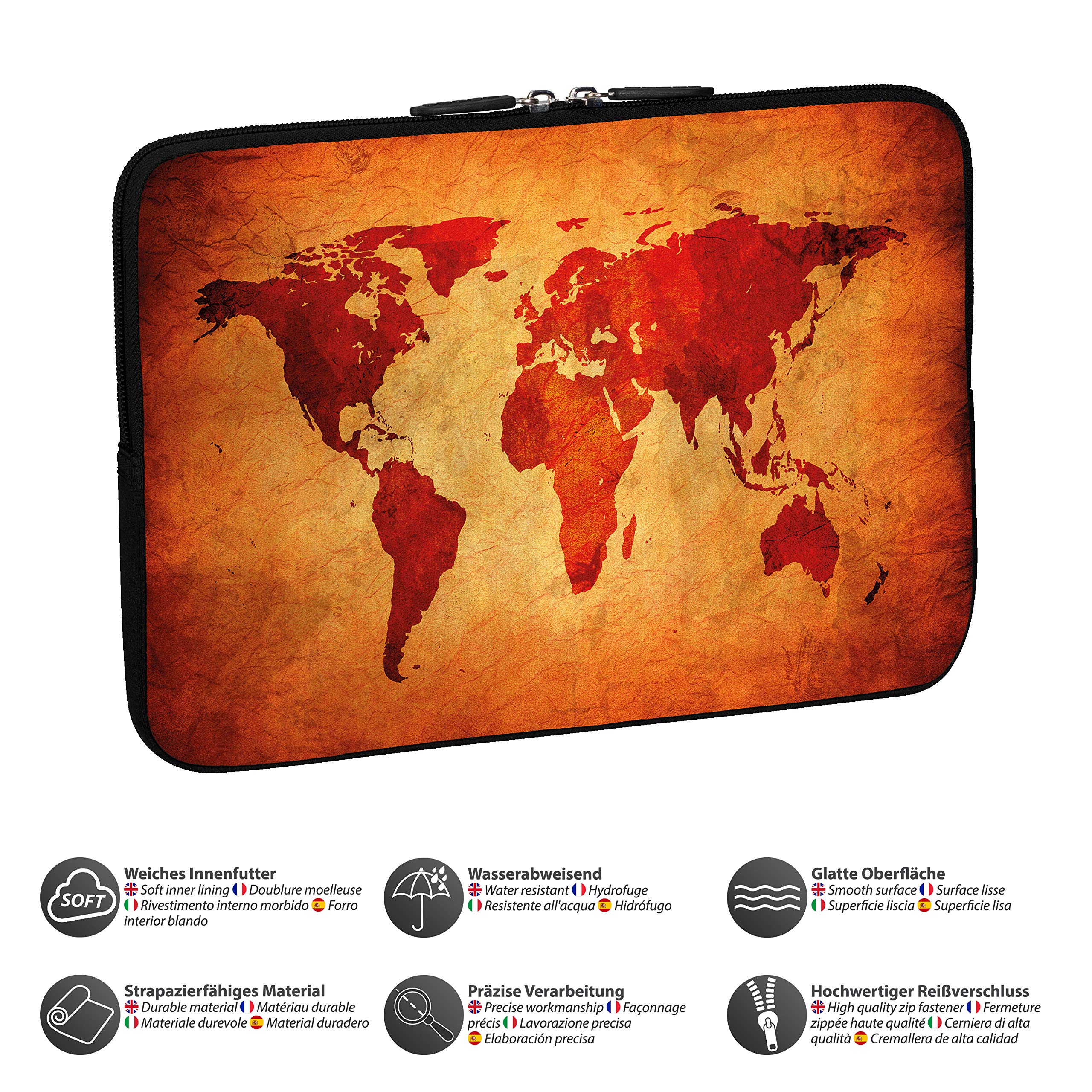 PEDEA Design pokrowiec ochronny na notebooka torba do 13,3 cala (33,7 cm), Brown Global Map