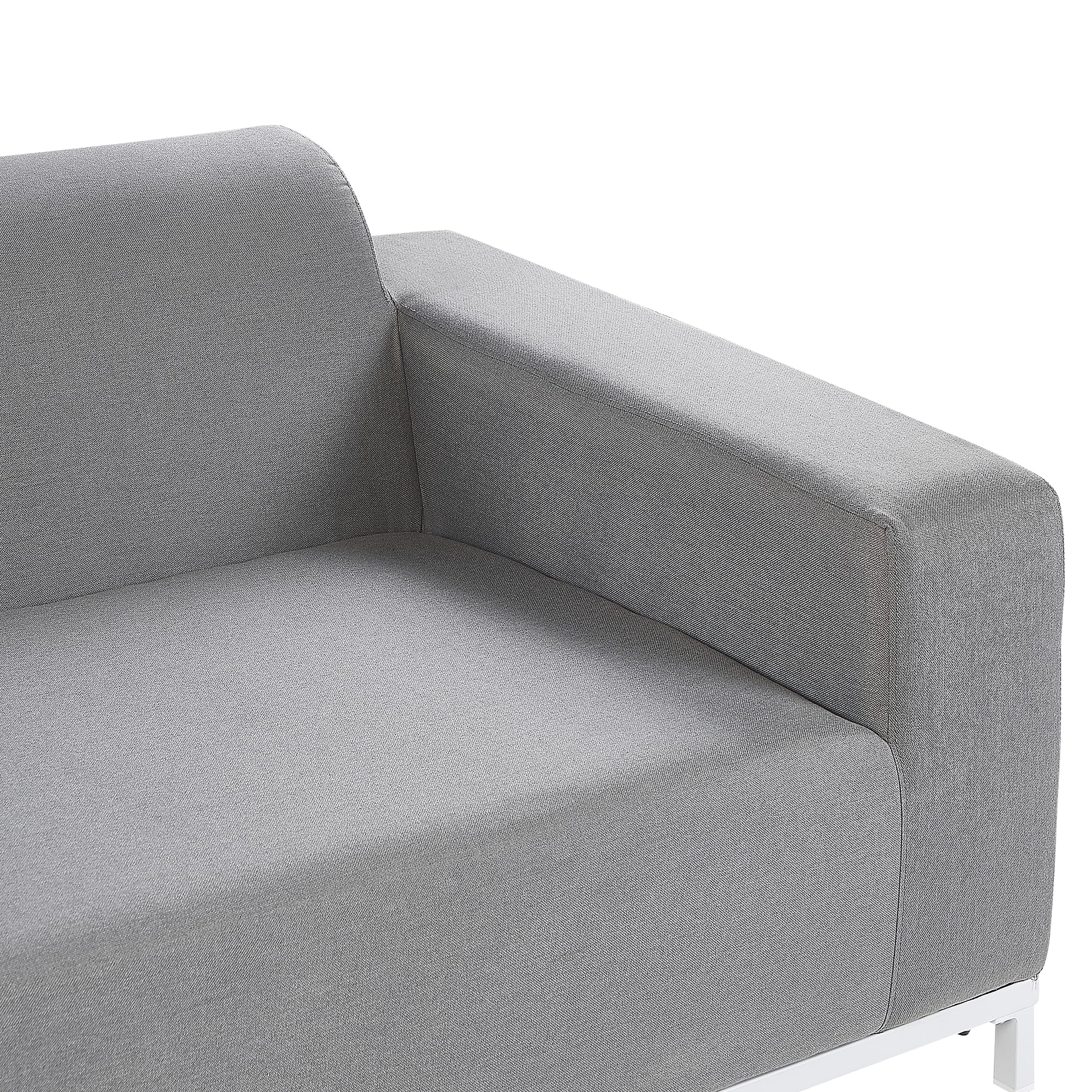 Canapé 3 Places de Jardin pour Intérieur ou Extérieur en Tissu Gris Assise Confortable et Élégance Intemporelle Beliani