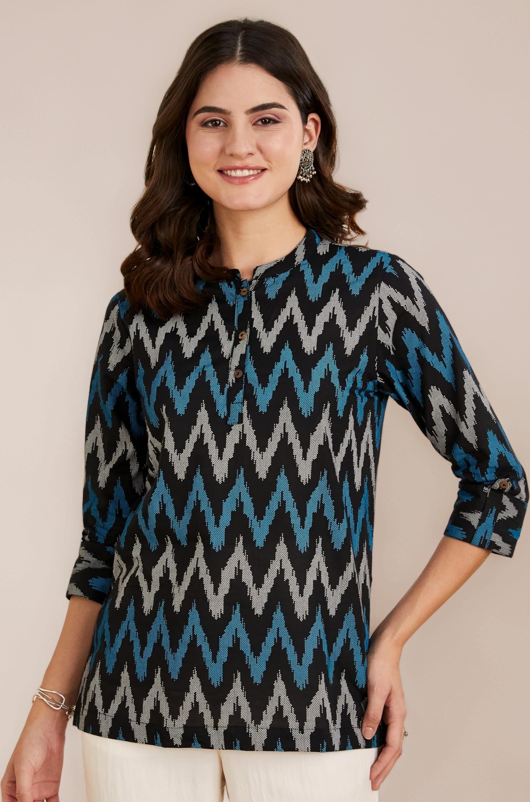 Women's Screen Print Straight Printed Regular Cotton Short Kurti (Available in Plus Sizes)