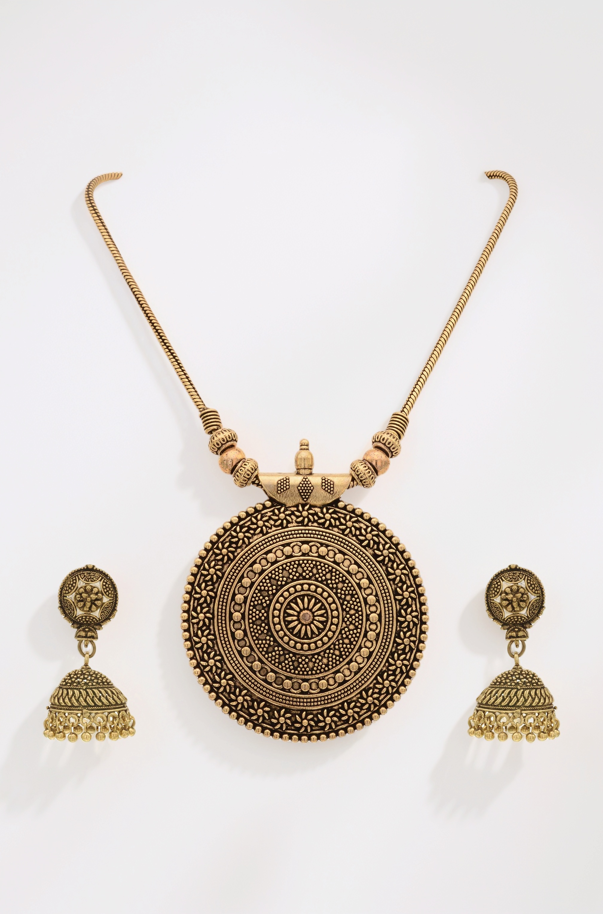 Sasitrends Oxidised German Silver Pendant Necklace with Earrings for Women and Girl's