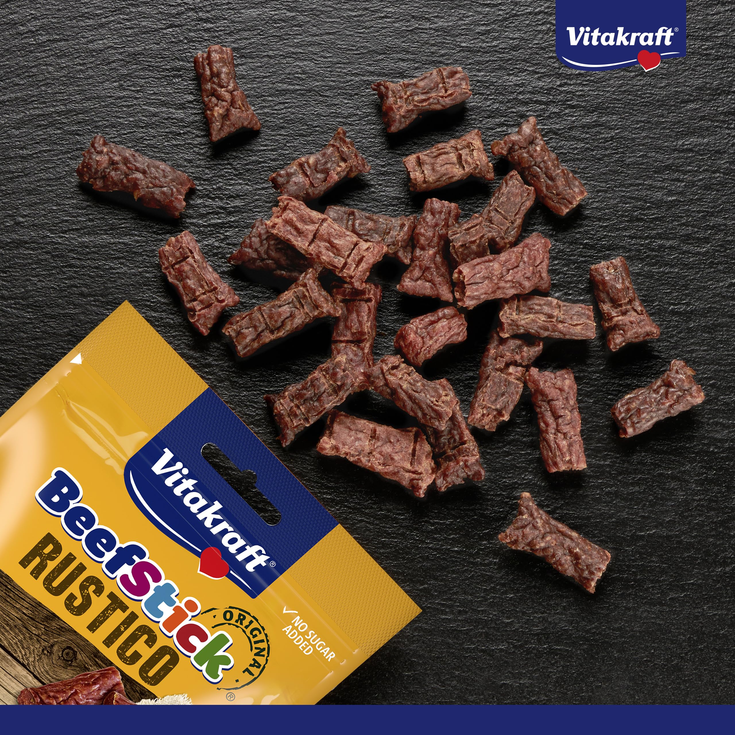 Vitakraft Beef Stick Rustico, snack cane, bocconcini al salame, snack per l’addestramento del cane, senza zuccheri aggiunti (7x 55g)