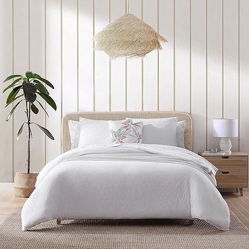 Tommy Bahama - Juego de edredón tamaño King, ropa de cama suave con fundas a juego, decoración del hogar texturizada de tejido de canasta (blanco