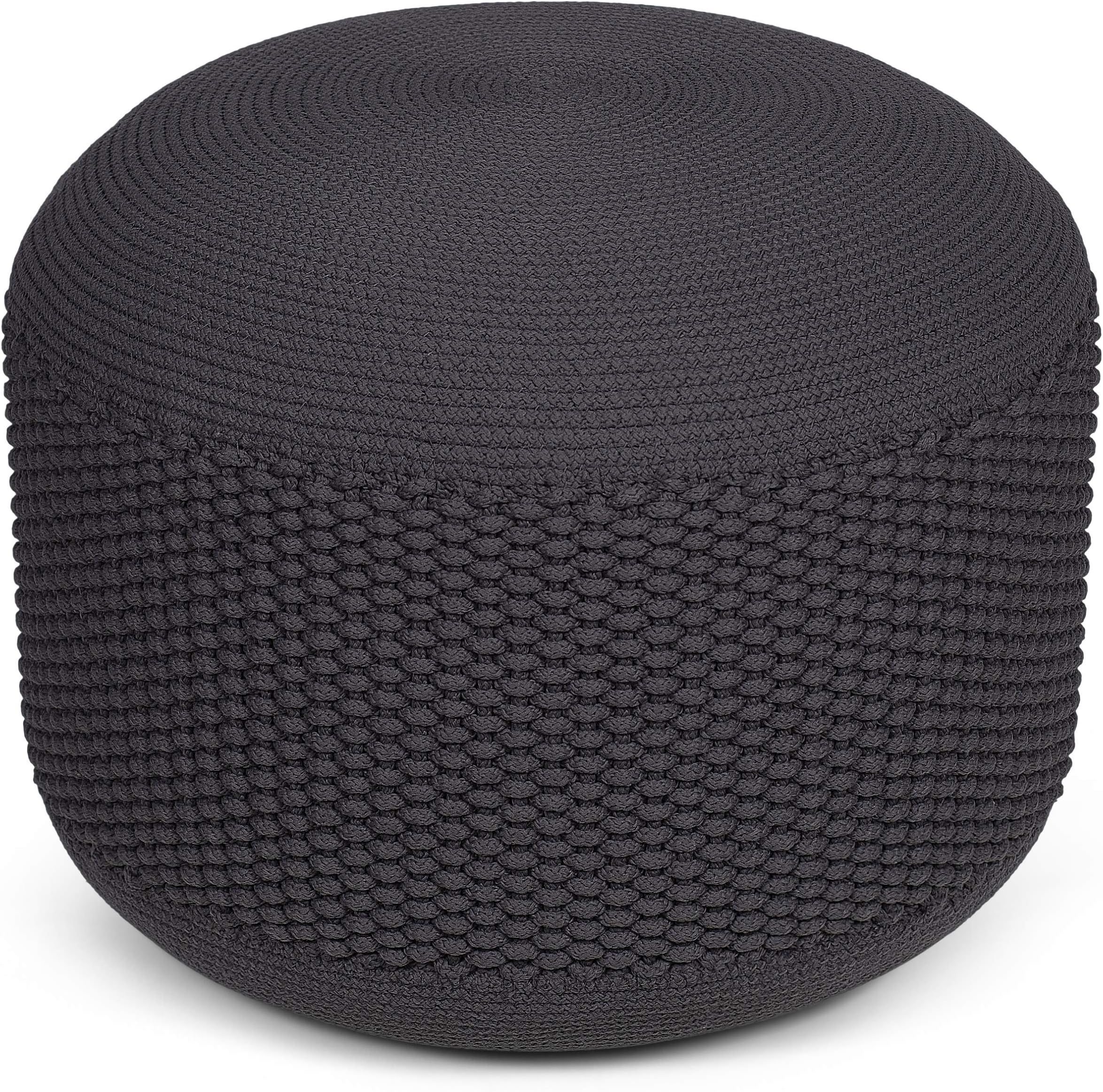 BIRDROCK HOME Outdoor Pouf Ottoman | Outdoor Patio Waterproof Foot Rest | Large Pouf for Living Room |Dark Grey
