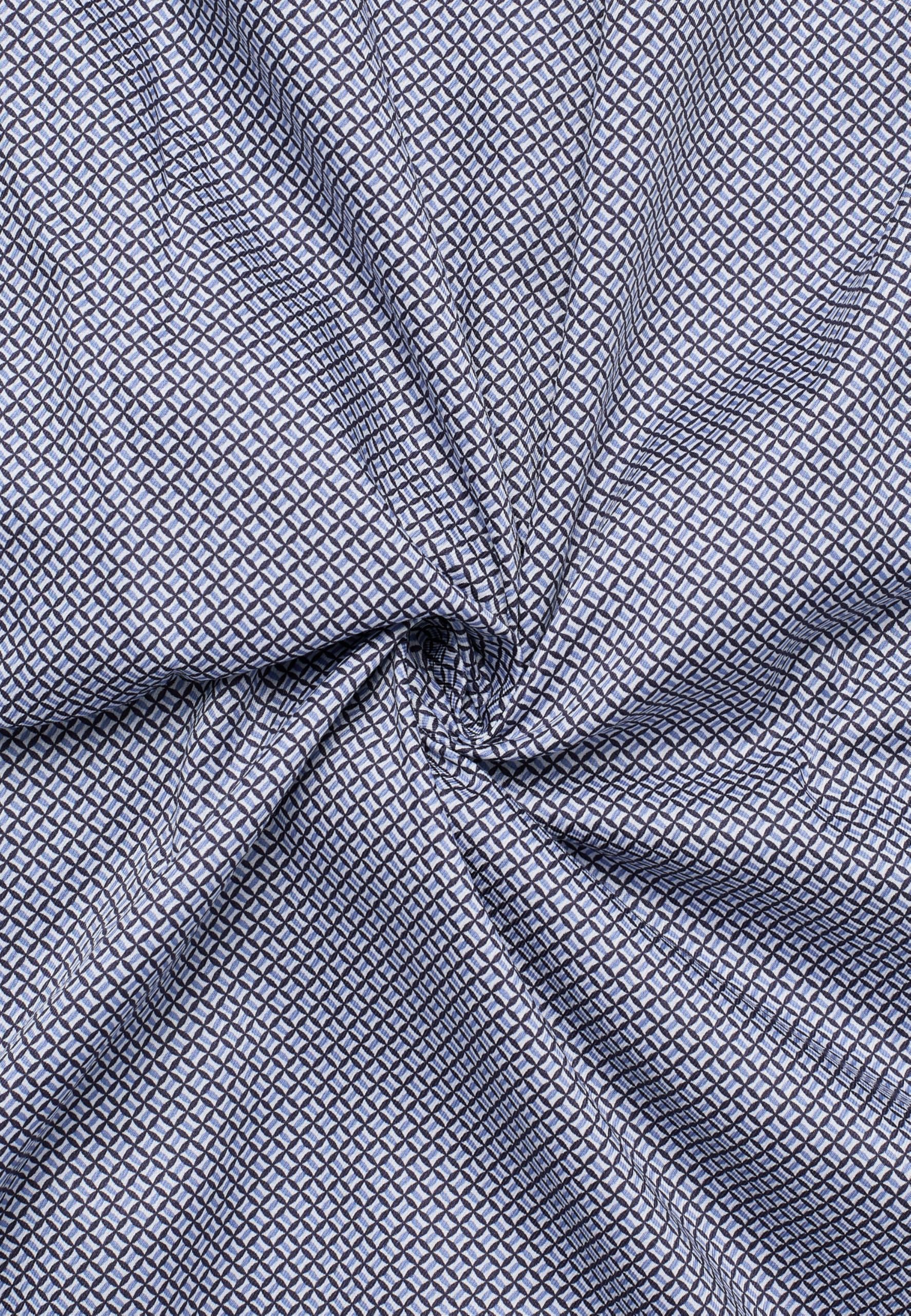 ETERNA Comfort Fit Hemd Langarm New Kent Kragen Muster blau Größe 42