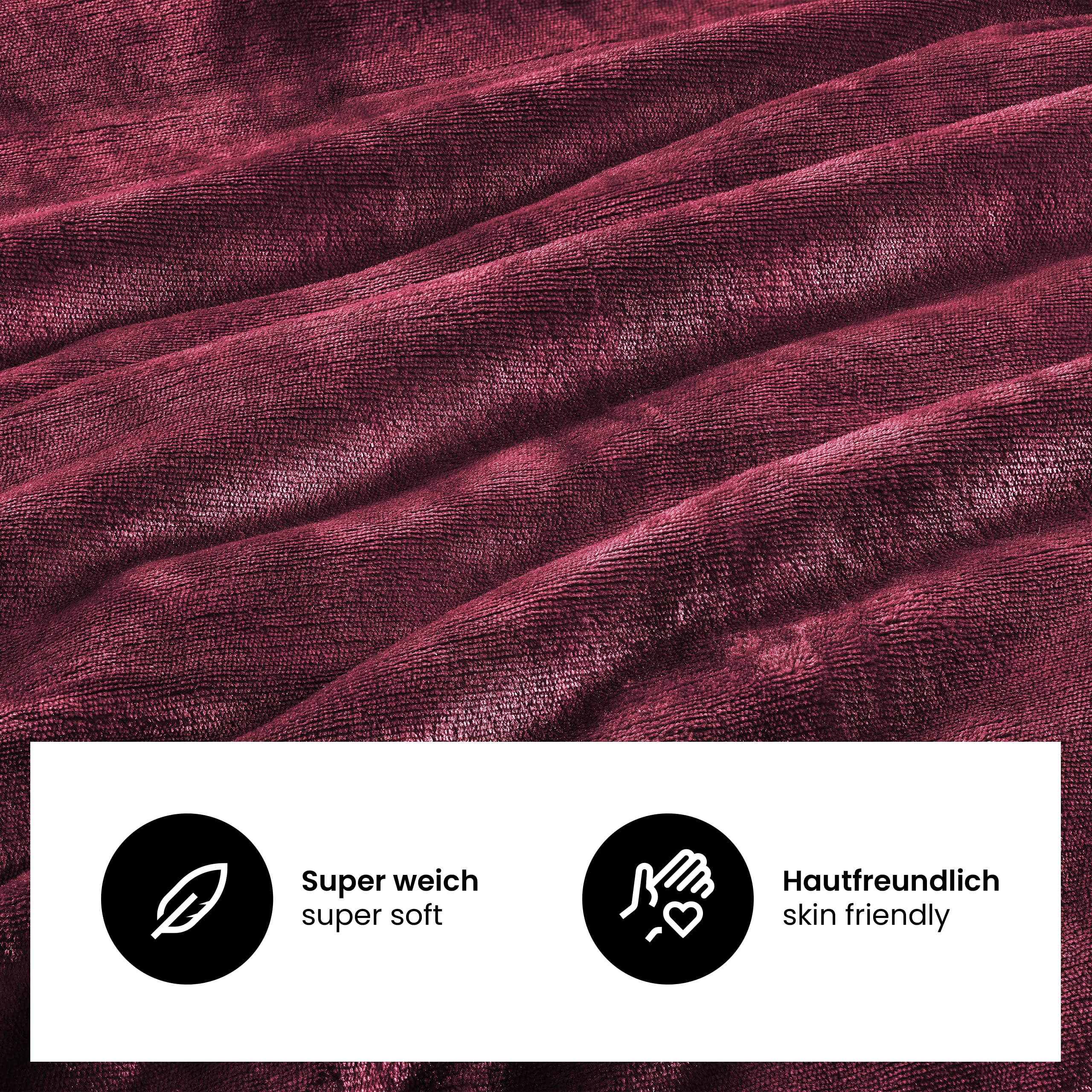 BaSaTex Winter Plüsch Bettwäsche Set, 4tlg. 135x200 cm, Anthrazit Bordeaux