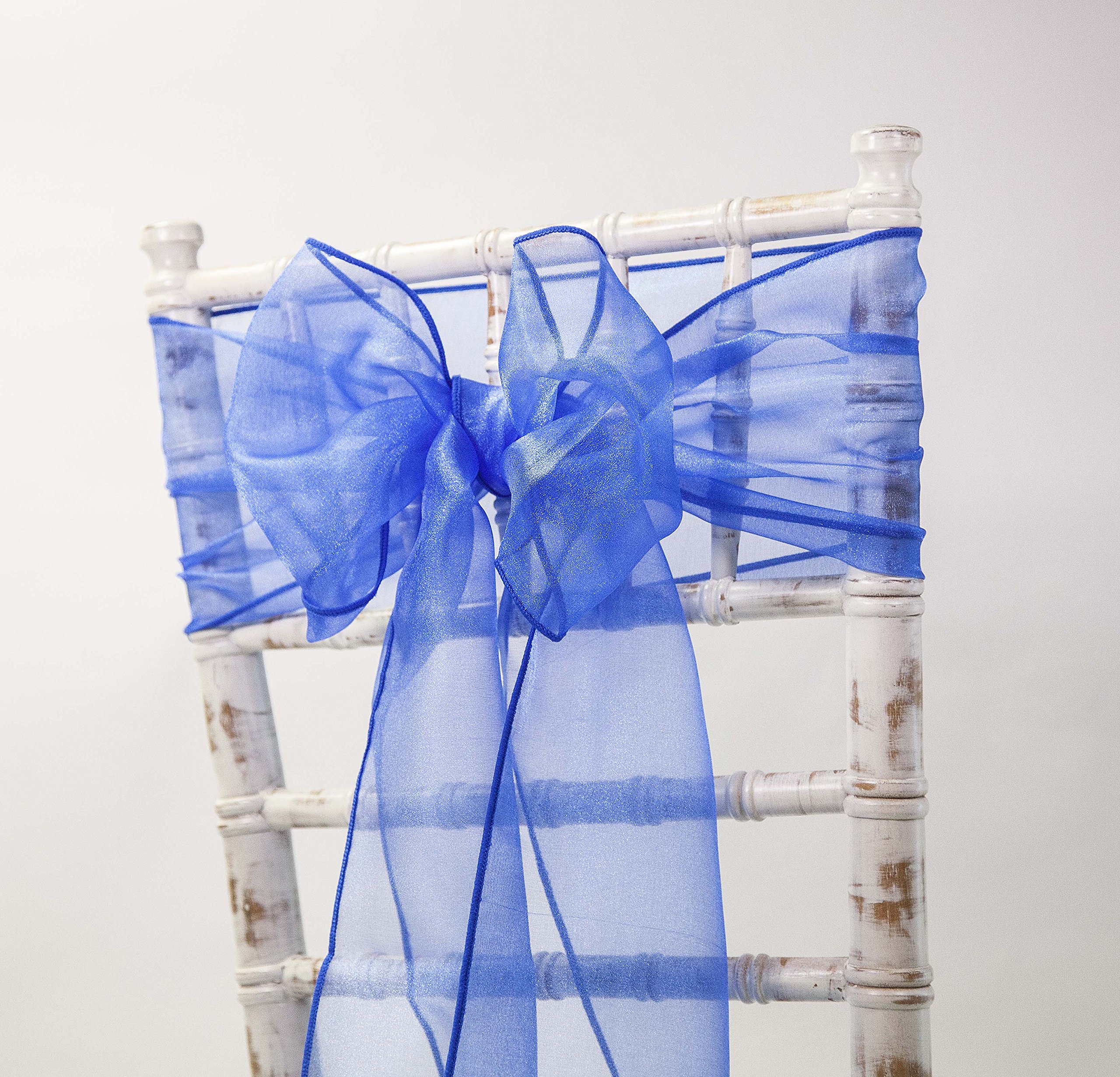 Decor Trader Royal Organza Chair Sashes Bows - Wedding Decor Events - 80 Colours And Matching Runners Available (Royal)