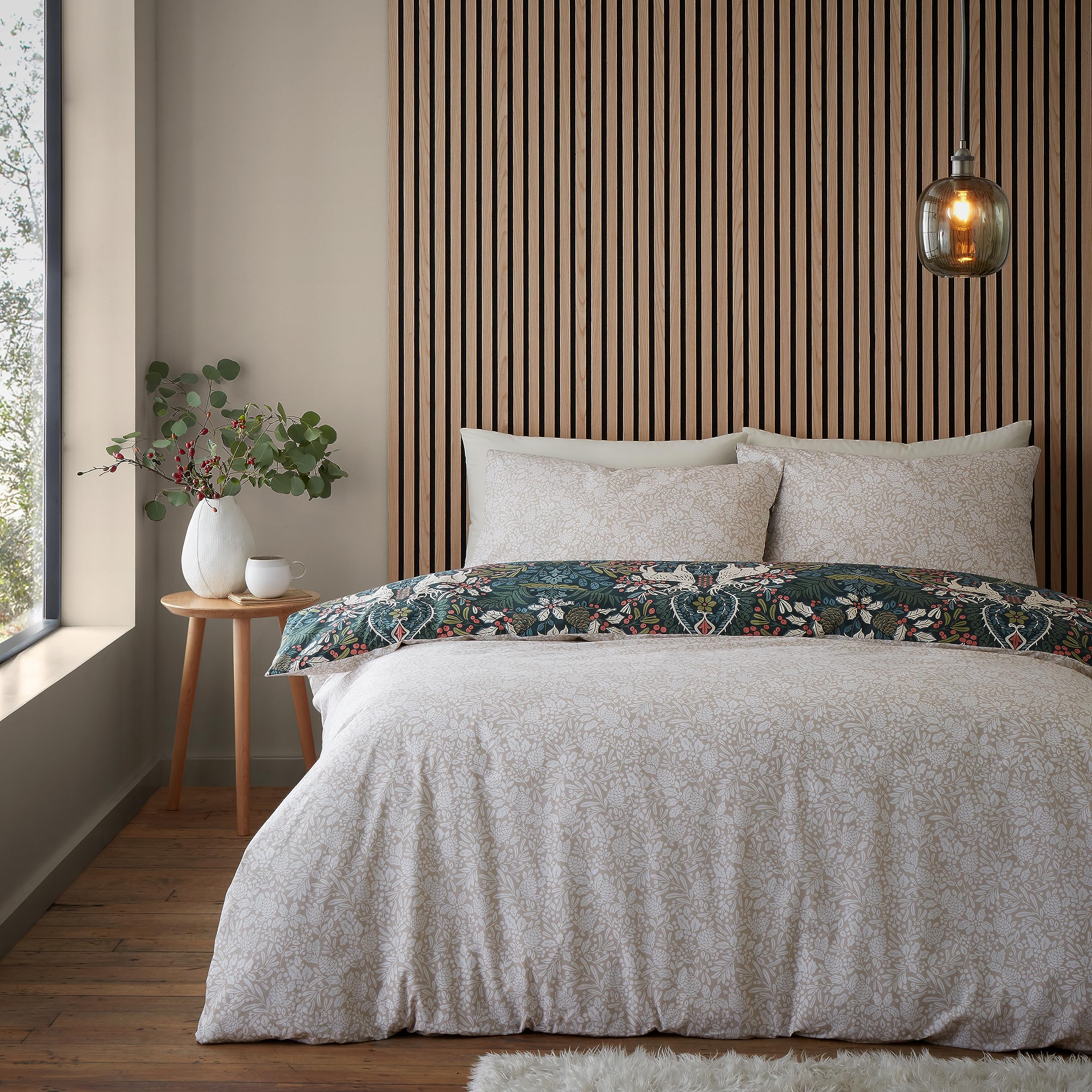 Set Copripiumino Matrimoniale Catherine Lansfield | Enchanted Twilight Verde Foresta | Reversibile