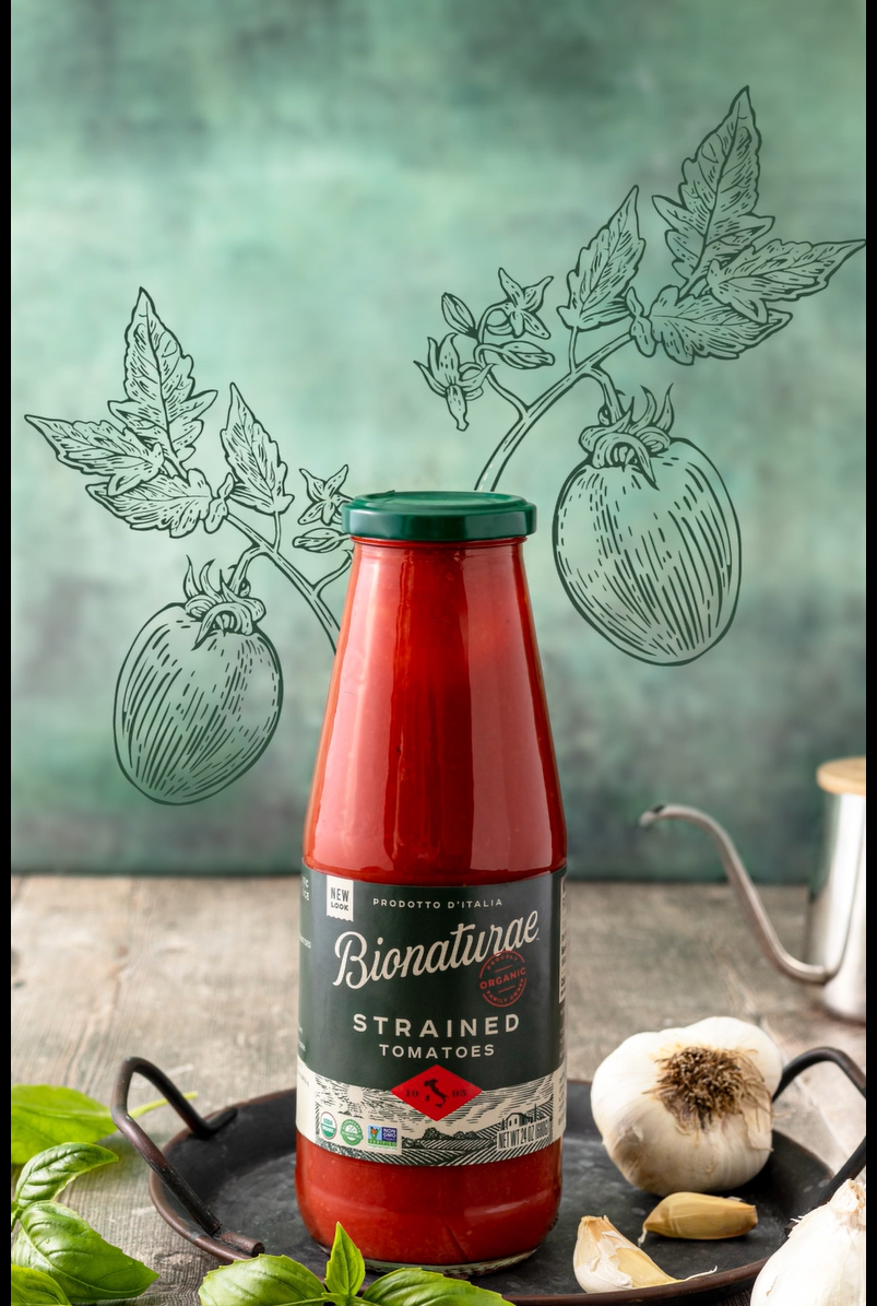 Bionaturae Organic Strained Tomatoes - No Salt Strained Tomatoes, Strained Tomatoes in a Jar, Keto Friendly, Non-GMO, USDA Certified Organic, No Added Sugar, Made in Italy - 24 Oz, 4 Pack