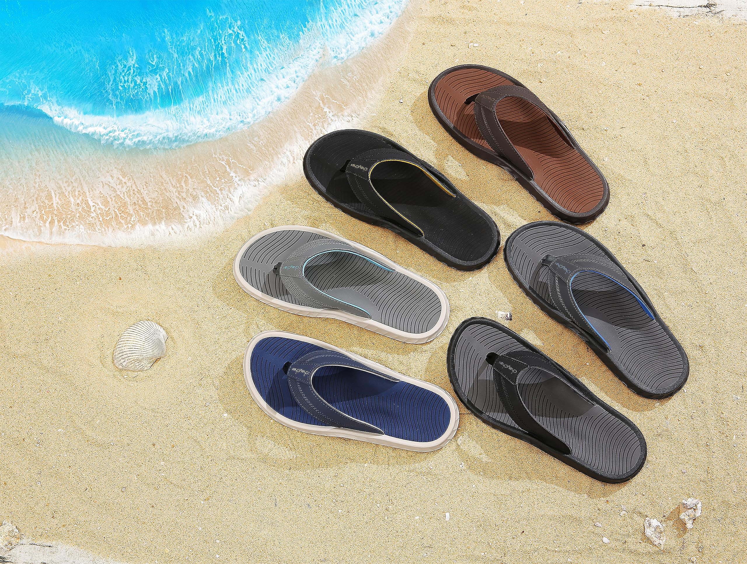 ChayChax Męskie japonki wsparcie łuku sandały plażowe outdoorowe sportowe stringi sandały z miękką wkładką