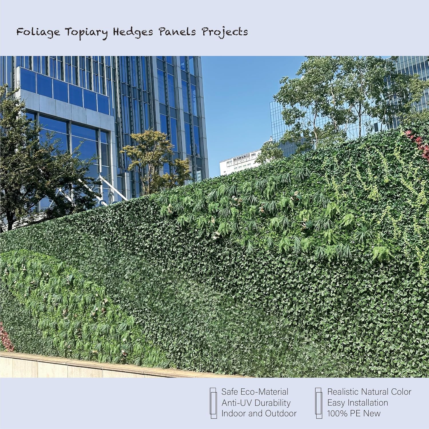 Artificial Topiary Hedge Greenery Plant Panels Indoor and Outdoor Patio Foliage Hedge Faux Grass Wall Panels 40”x40”/Set for Fence Decoration, 2Sets (Summer Garden)