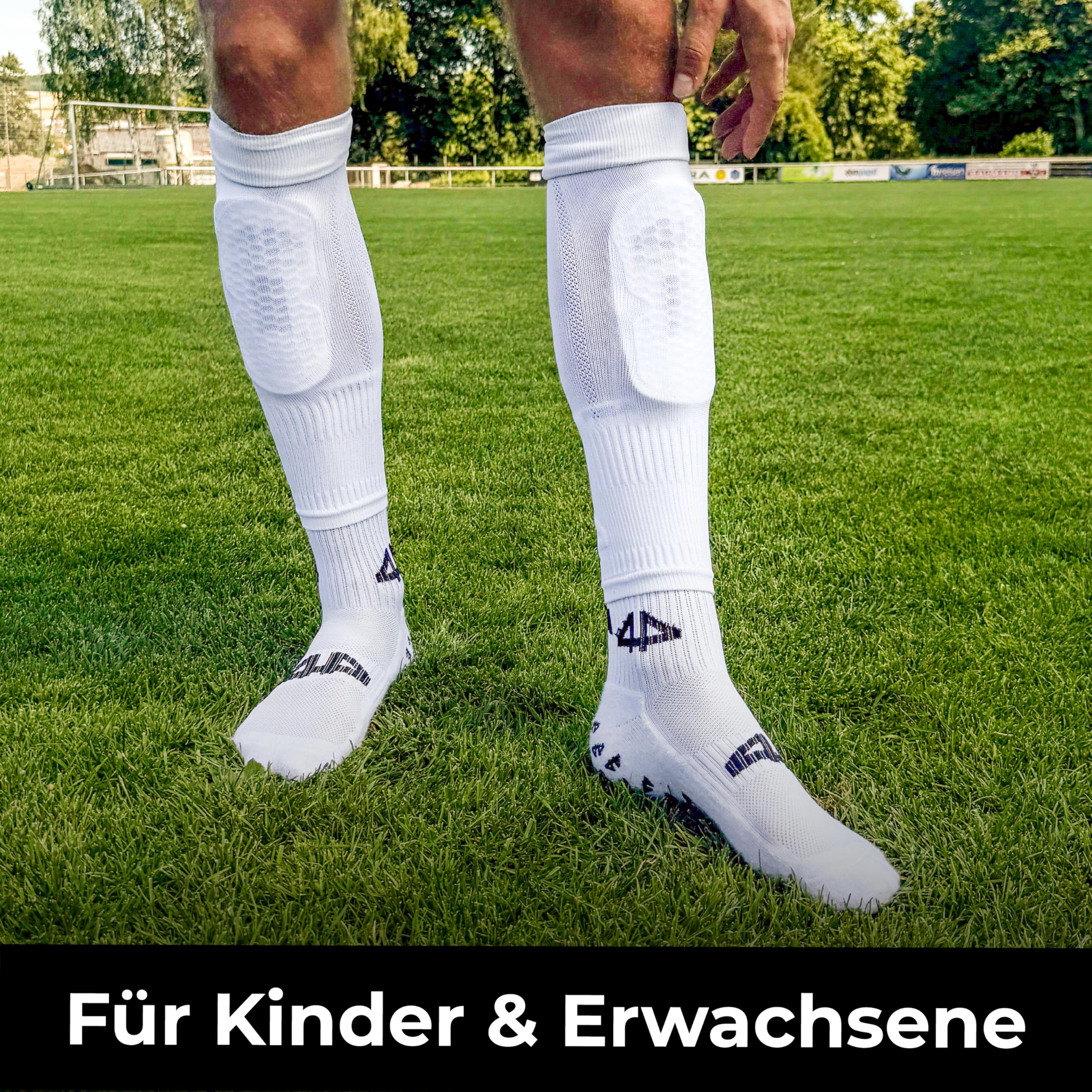 Medias sin calcetines con agarre de silicona para fútbol – Listo para deportes – 1 par de medias de manga para espinilleras – Antideslizantes, ligeras, flexibles – Tubos de fútbol para hombres