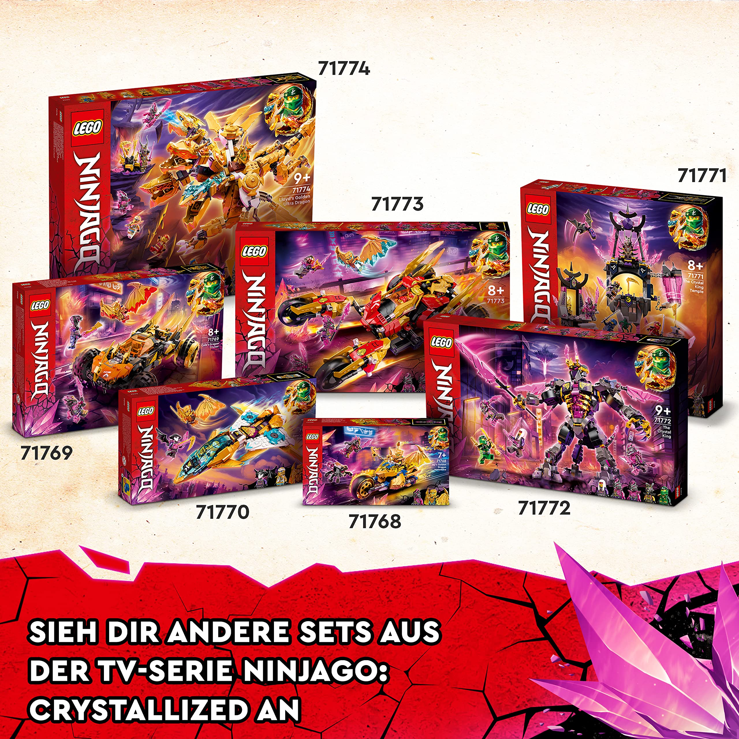 LEGO 71771 NINJAGO Der Tempel des Kristallkönigs, Ninja-Spielset aus der Serie Die Rückkehr (Crystalized) mit Minifiguren Cole, Zane, Kai und Jay, Action-Spielzeug für Kinder ab 8 Jahre