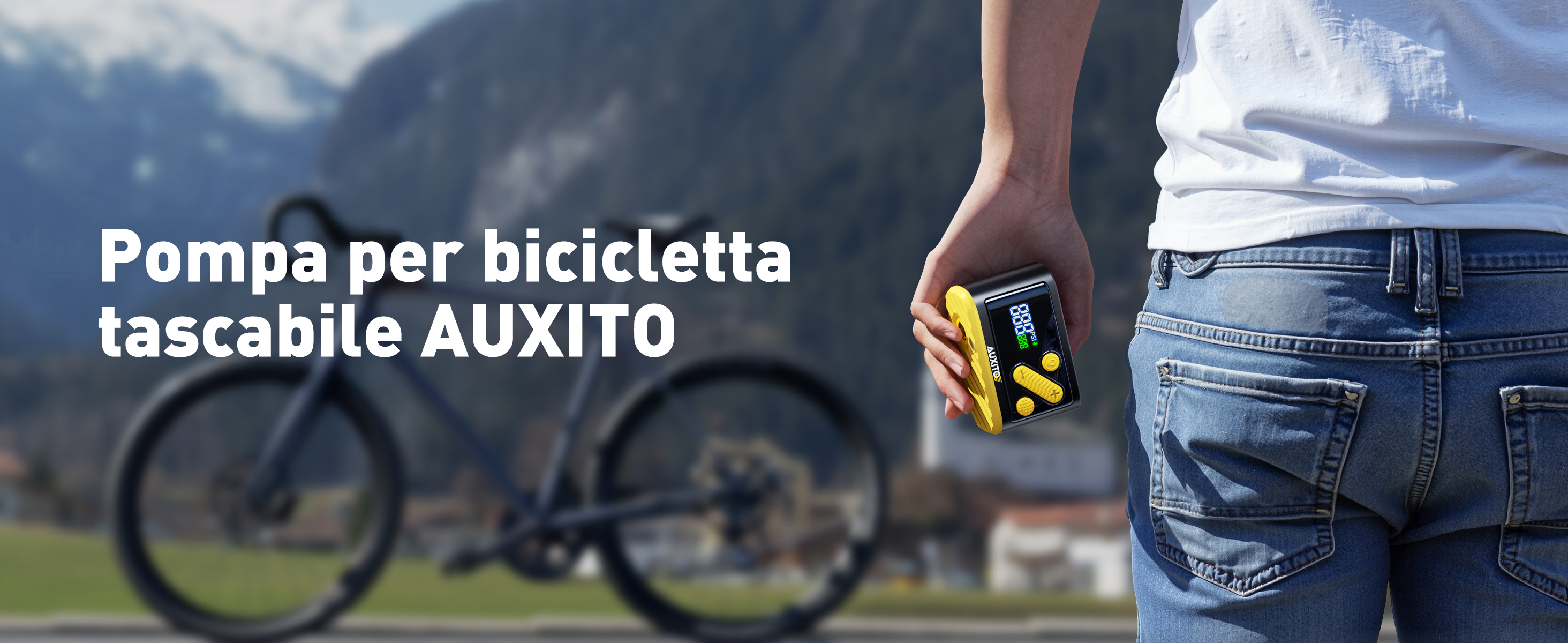 AUXITO Pompa Per Bicicletta Portatile,Pompa Elettrica da 120 PSI Con Adattatore Per Valvola Presta e Schrader,Accessorio Per Bicicletta per Bici da Strada,Mountain Bbike,Bici Elettrica, Motocicletta AUXITO Pompa Per Bicicletta Portatile,Pompa Elettrica da 120 PSI Con Adattatore Per Valvola Presta e Schrader,Accessorio Per Bicicletta per Bici da Strada,Mountain Bbike,Bici Elettrica, Motocicletta