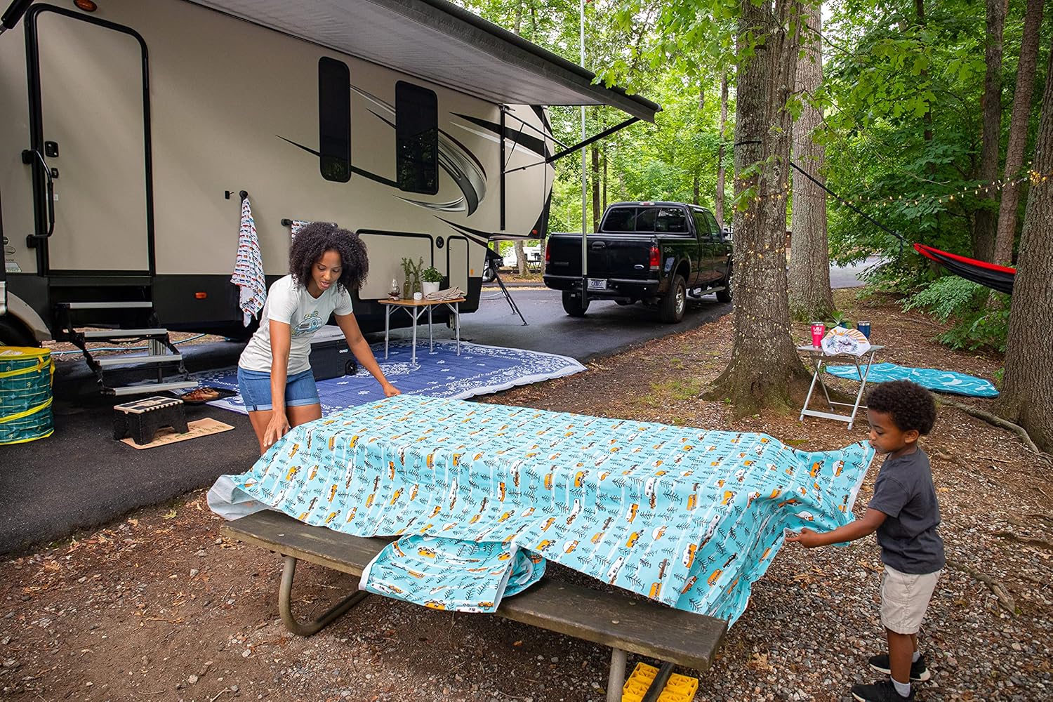Camco Life is Better at The Campsite Beach Towel - The Perfect Accessory for a Day at The Beach or Pool - Features an RV Design Pattern - 32-Inches x 60-Inches (53303)