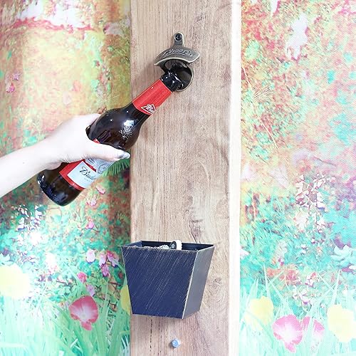 Miniatura 3 de HAIICEN Abridor de tapa de botella de bronce antiguo Montaje en pared Abridor de cerveza Saludos inoxidable Abrebotellas Montable (3 piezas)