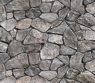 CONCORD WALLCOVERINGS ™ 3D Stone Peel and Stick Wallpaper – Dark Grey Fa...