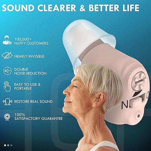 Miniatura 2 de Tumin Audífonos recargables para personas mayores, amplificadores auditivos invisibles completamente en el canal para ancianos, asistencia auditiva