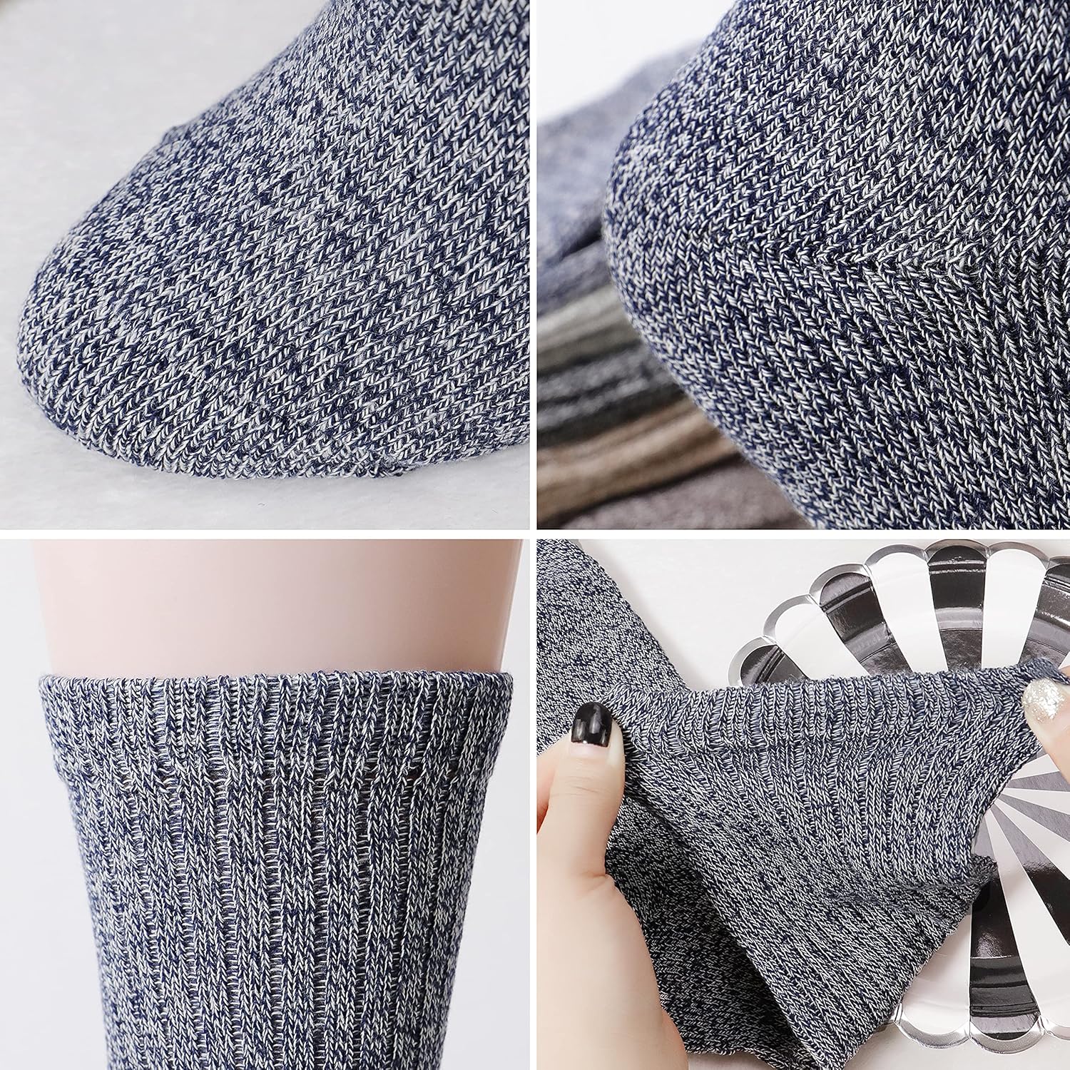 Bienvenu 5 Pairs Mid-Calf Slouch Boot Socks - Cute Crew Cotton Scrunch Socks