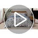 MILDLY Cal King Size Duvet Cover Set 100% Long-Staple Cotton Luxury White & Blue Floral Patten Reversible Comforter Cover Set 3Pcs