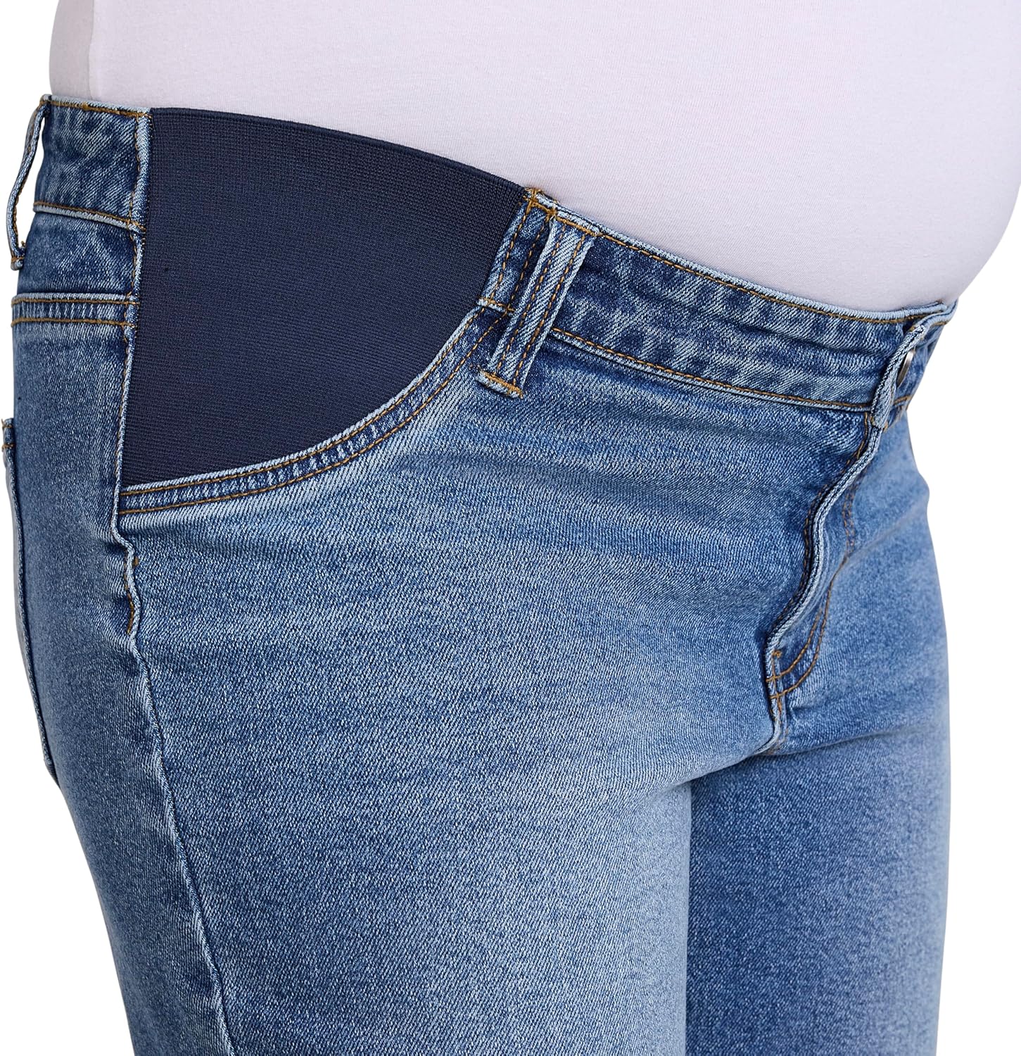 Motherhood Maternity Womens Under The Belly Wide Leg Ankle Denim Pregnancy Jeans with Elastic Inset Panels - Image 2