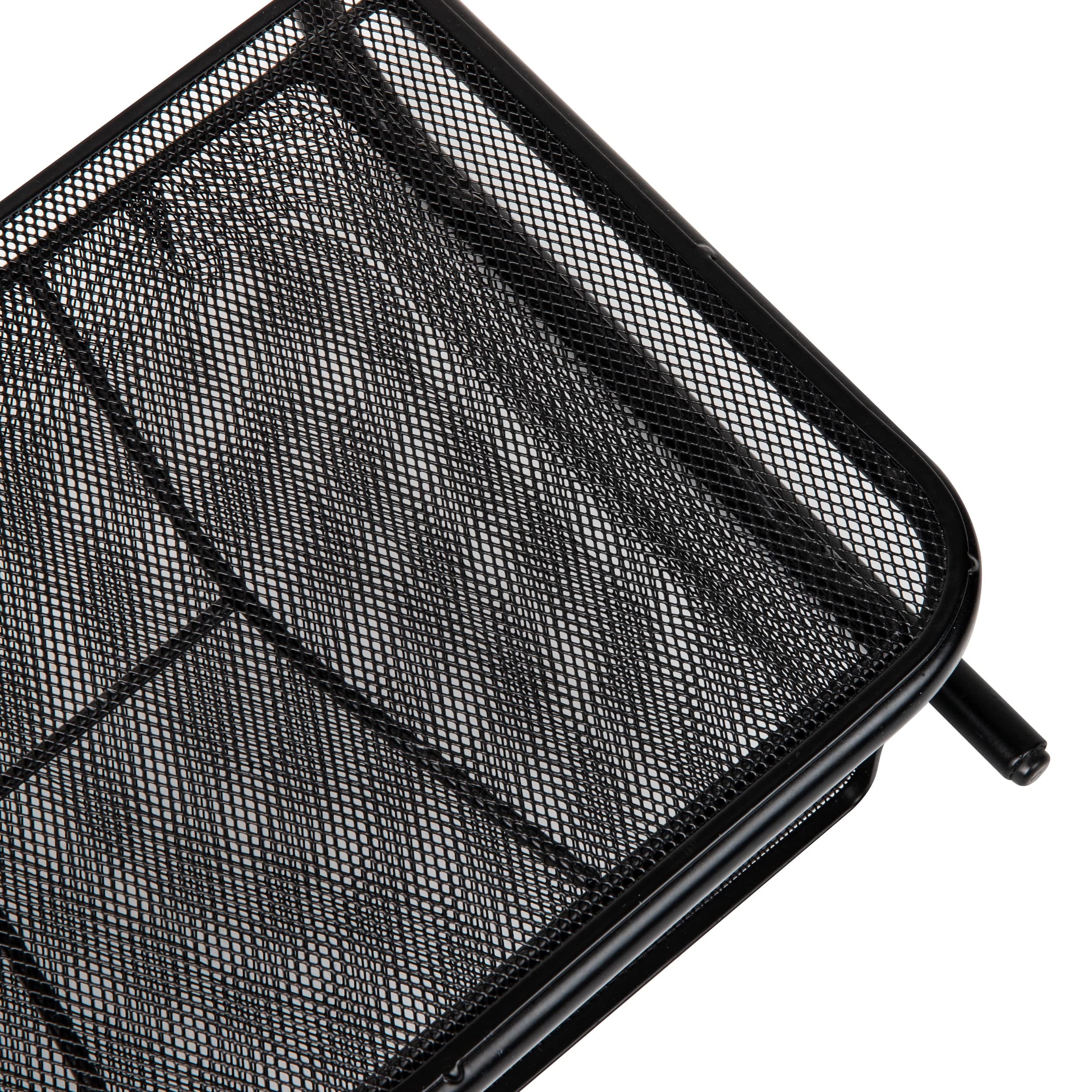 Mind Reader - Supporto per monitor in rete metallica con documenti, cartelle o accessori da scrivania, cassetto nero W