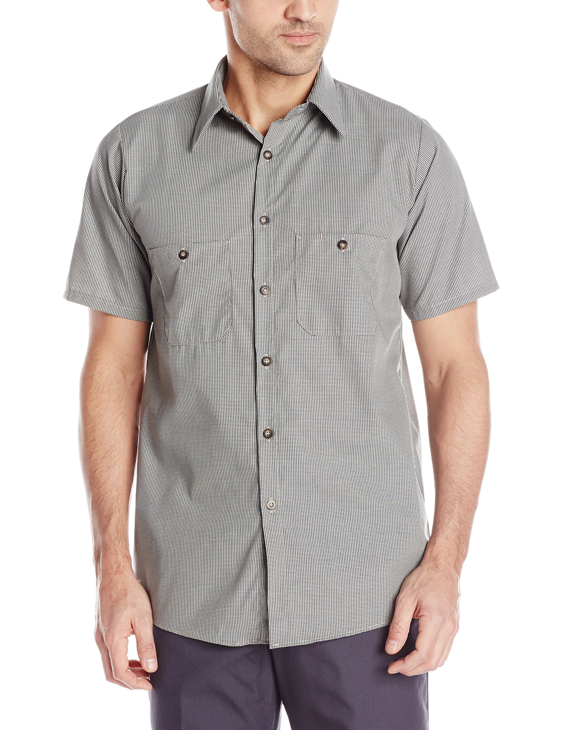 Red Kap Men's Micro-Check Uniform Shirt, Regular Fit, Short Sleeve