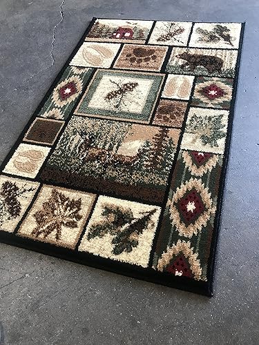 Miniatura 3 de Tapete de puerta estilo cabaña, rústico, occidental, oso, alce, ciervo, vida silvestre, cabaña, diseño nativo, 386 (2 pies x 3 pies 2 pulgadas)