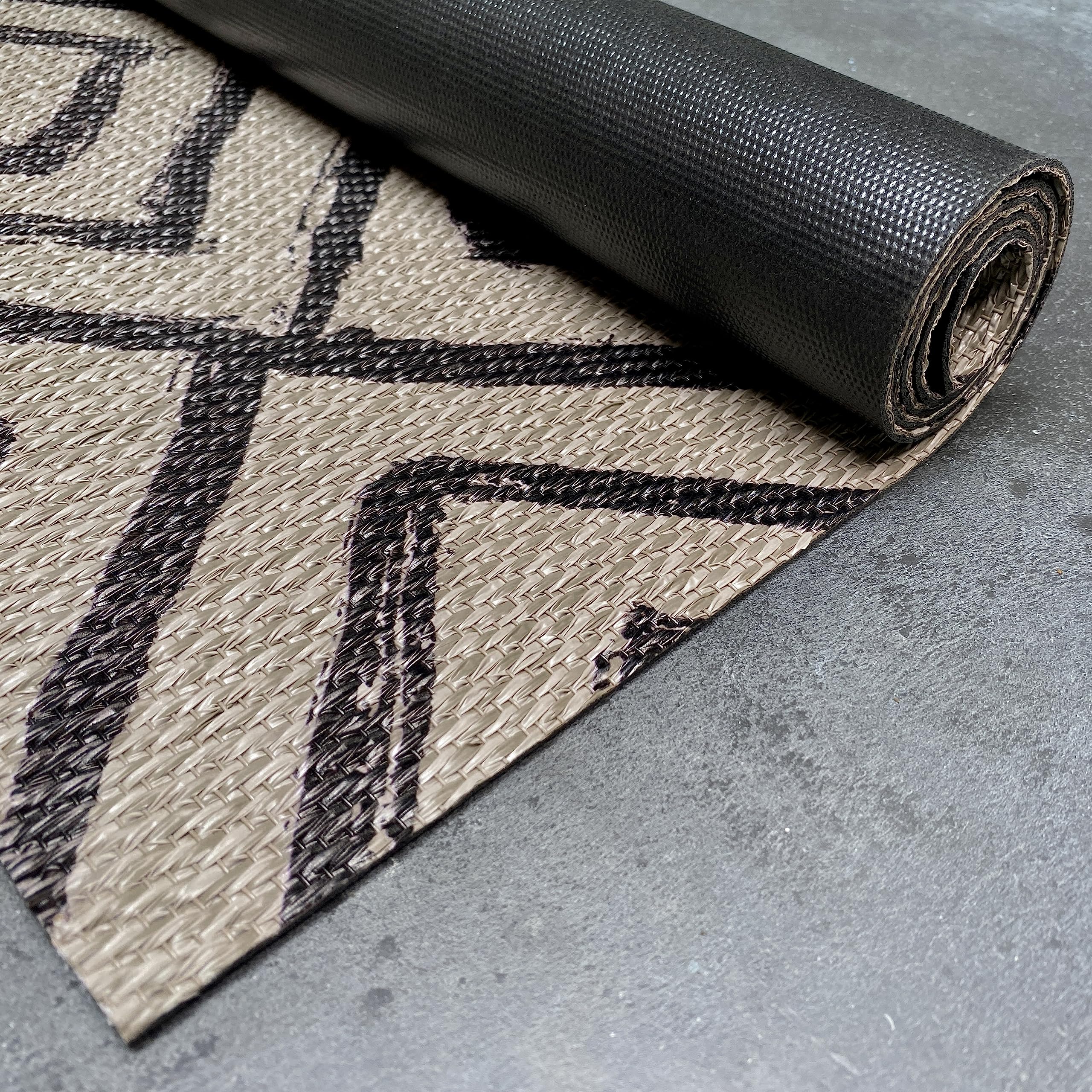 Alfombra vinilica de Tejido Trenzado Premium de Alta Gama Alfombras de habitacion Lavable Antideslizante y Resistente Salon baño hogar Cocina Pasillo Infantil STORESDECO Negro diseño 140x200 cm