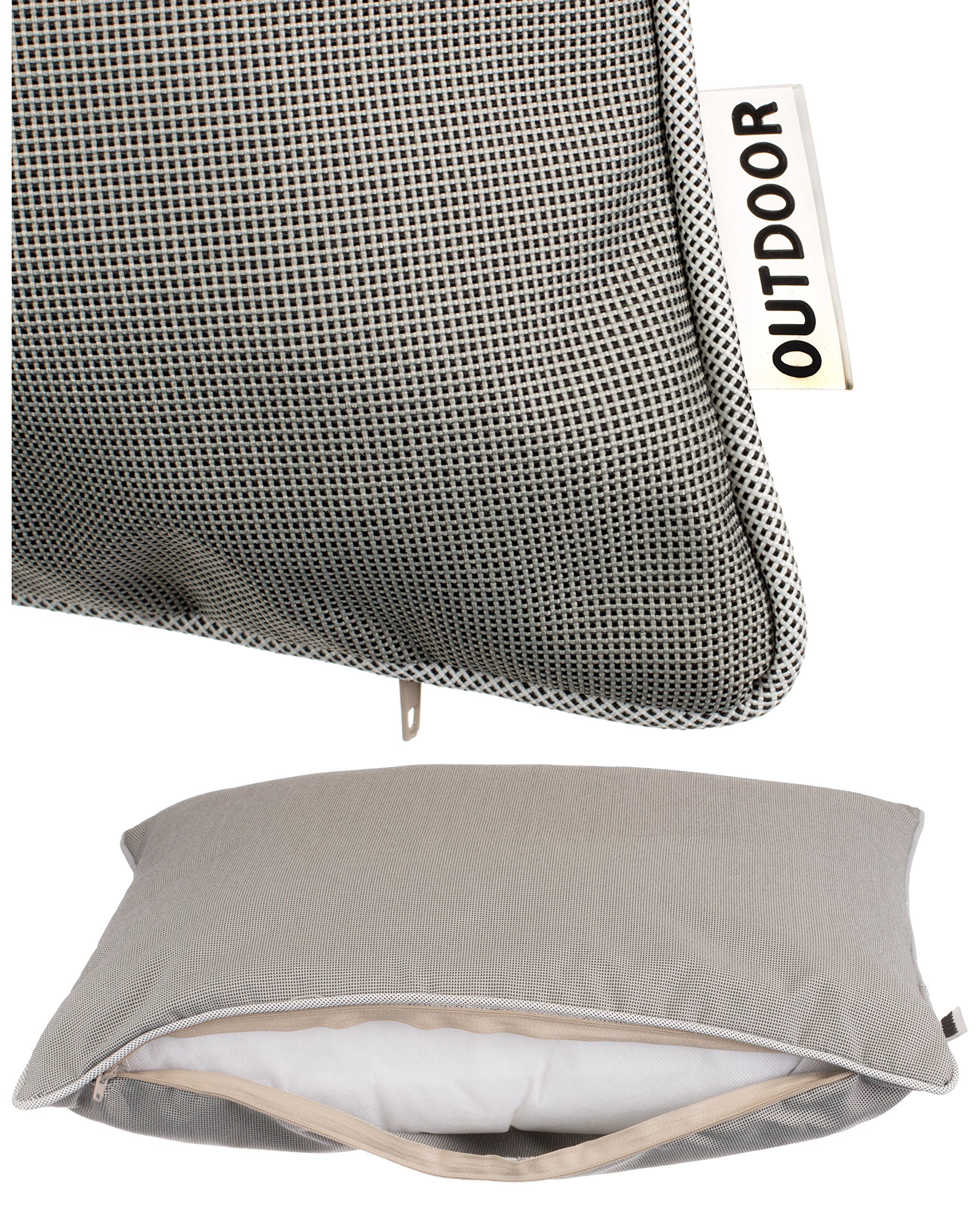Brandsseller Set di 4 Cuscini da Esterno 45x45 cm – Cuscini Decorativi con Elegante Bordino a Contrasto – Idrorepellenti e Antimacchia per Giardino, Balcone, Terrazza e Divano – Taupe