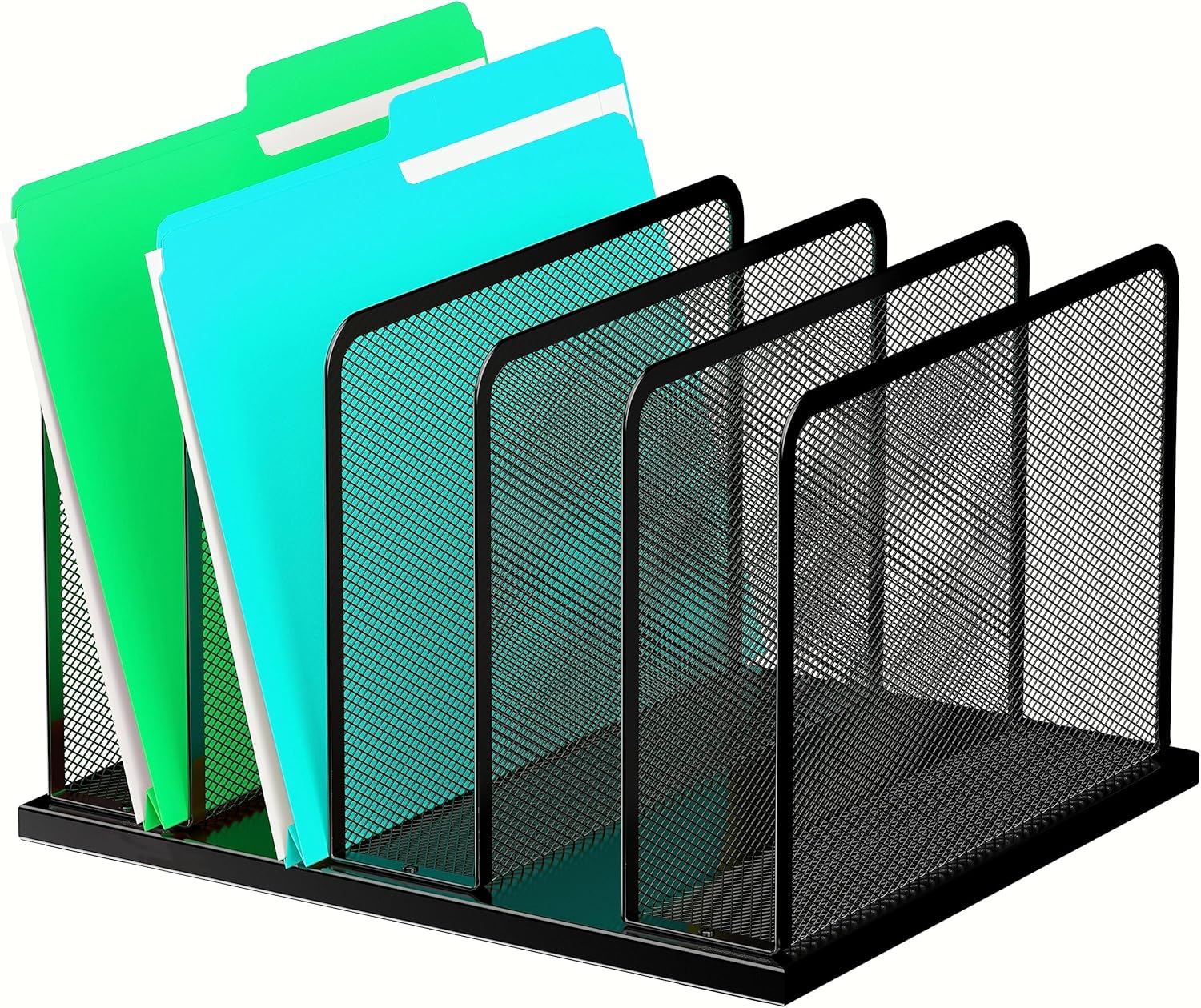 Kuntine.B Desk File Organizer 5 Sections Upright Mesh Desktop Organizer