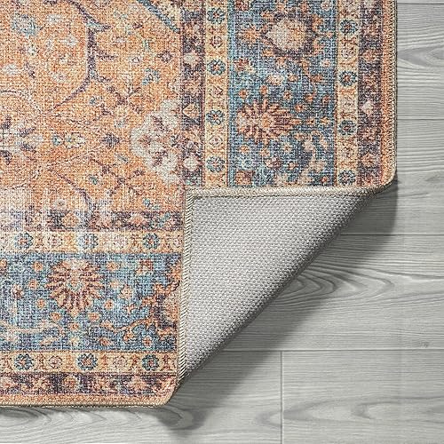 Miniatura 9 de Tayse Alfombra lavable a máquina, 5 x 7 pies, alfombra tradicional para sala de estar, comedor, dormitorio, entrada interior, entrada, alfombra para