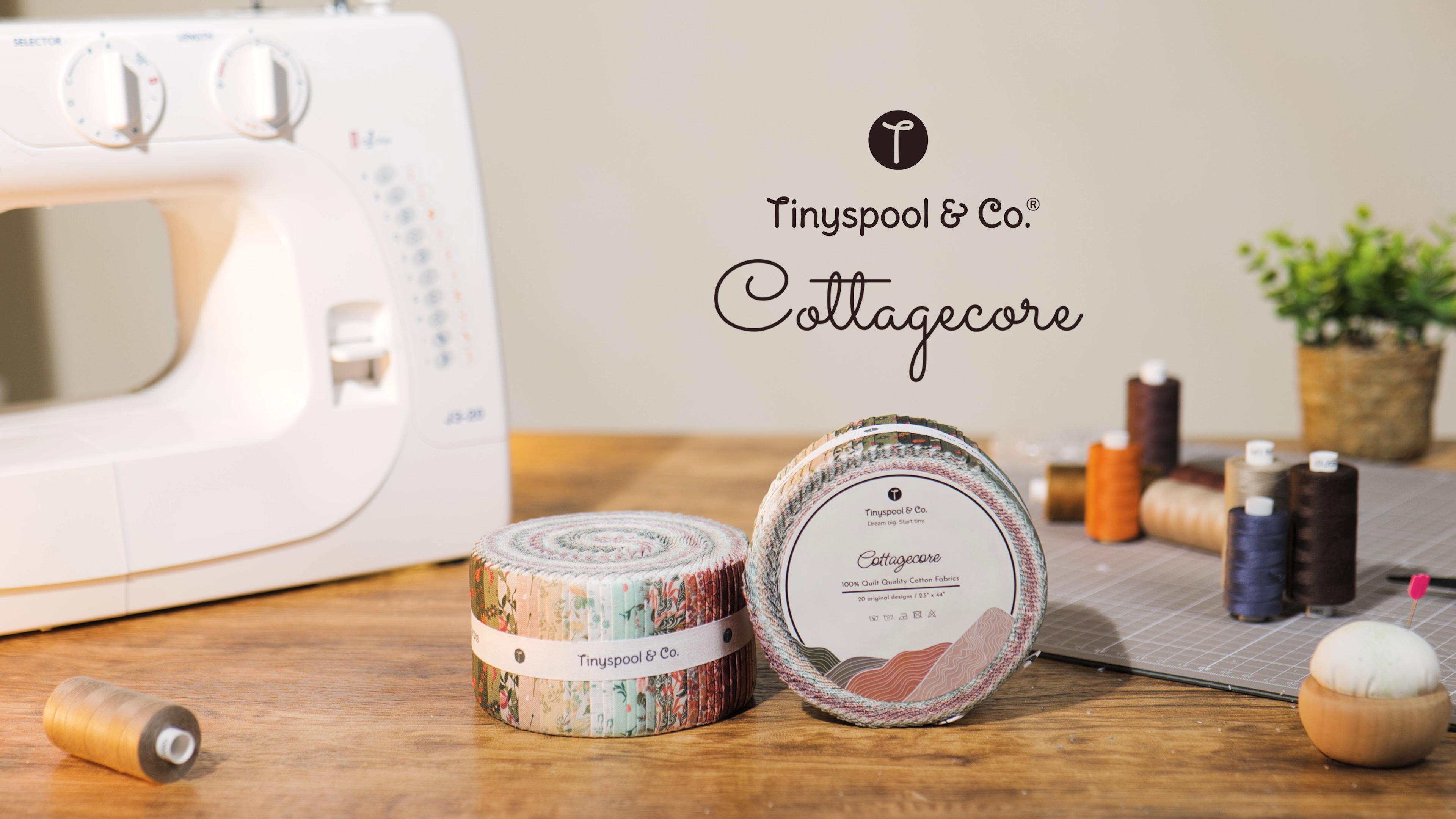 Image of Tinyspool & Co.'s Twirlie Roll 40 Precut Quilting Fabric Strips for Quilting Supplies, Crafting, and Sewing, Soft Cotton Strip for Blanket, Rug, Upholstery, Home Decor, and Purse Making, Cottagecore