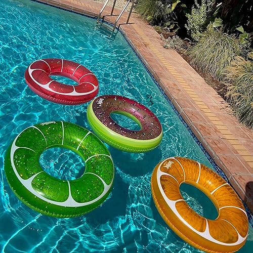 Miniatura 5 de CocoNut Float Flotadores de piscina con purpurina cítrica  Flotadores inflables de anillo  Tubos de descanso duraderos de 3.5 pies y juguetes de